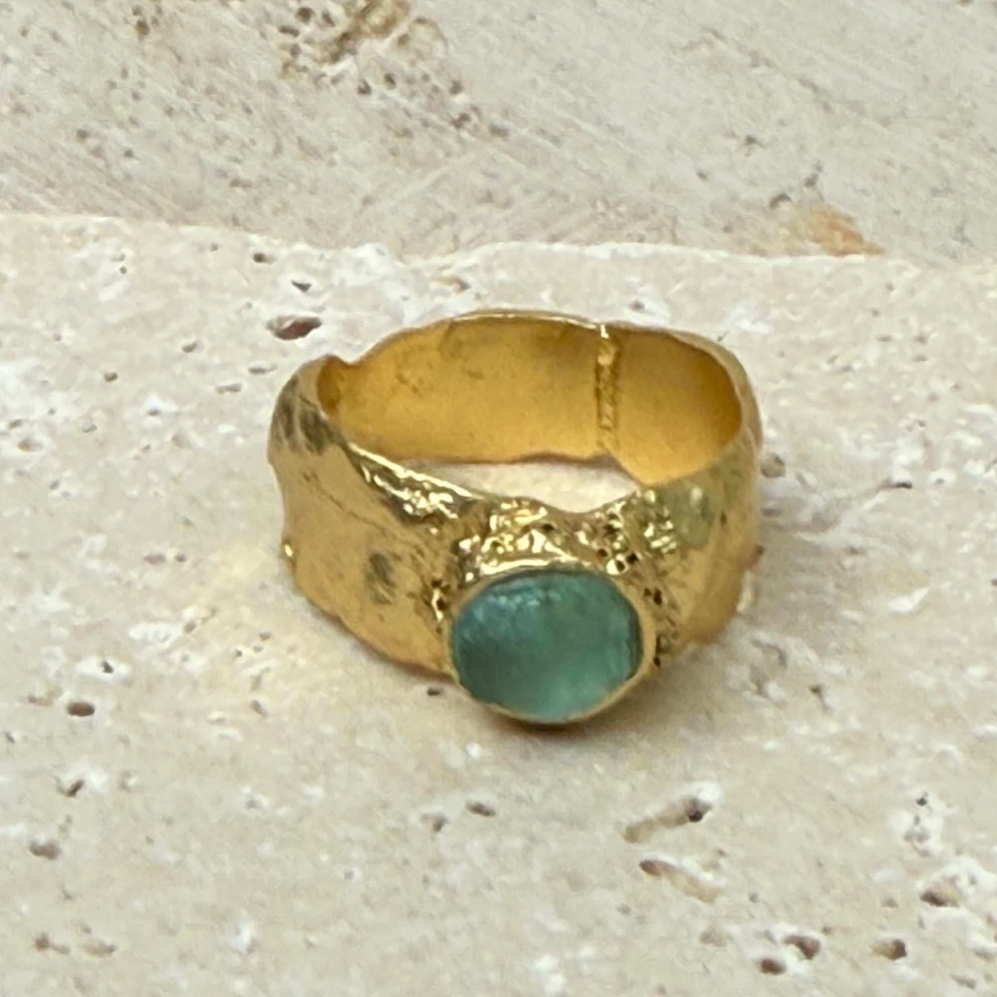 Seaglass Ocean and Moon Ring