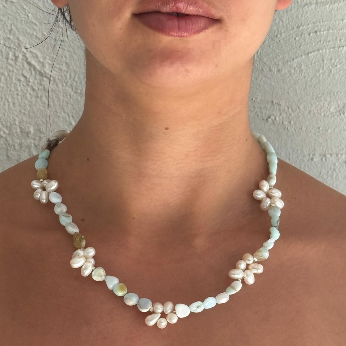 Oceane - pearl flower necklace