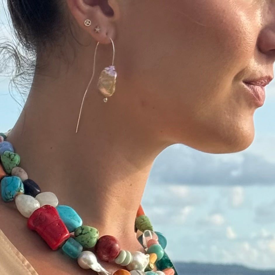 Pink Baroque Pearl Hook Earrings