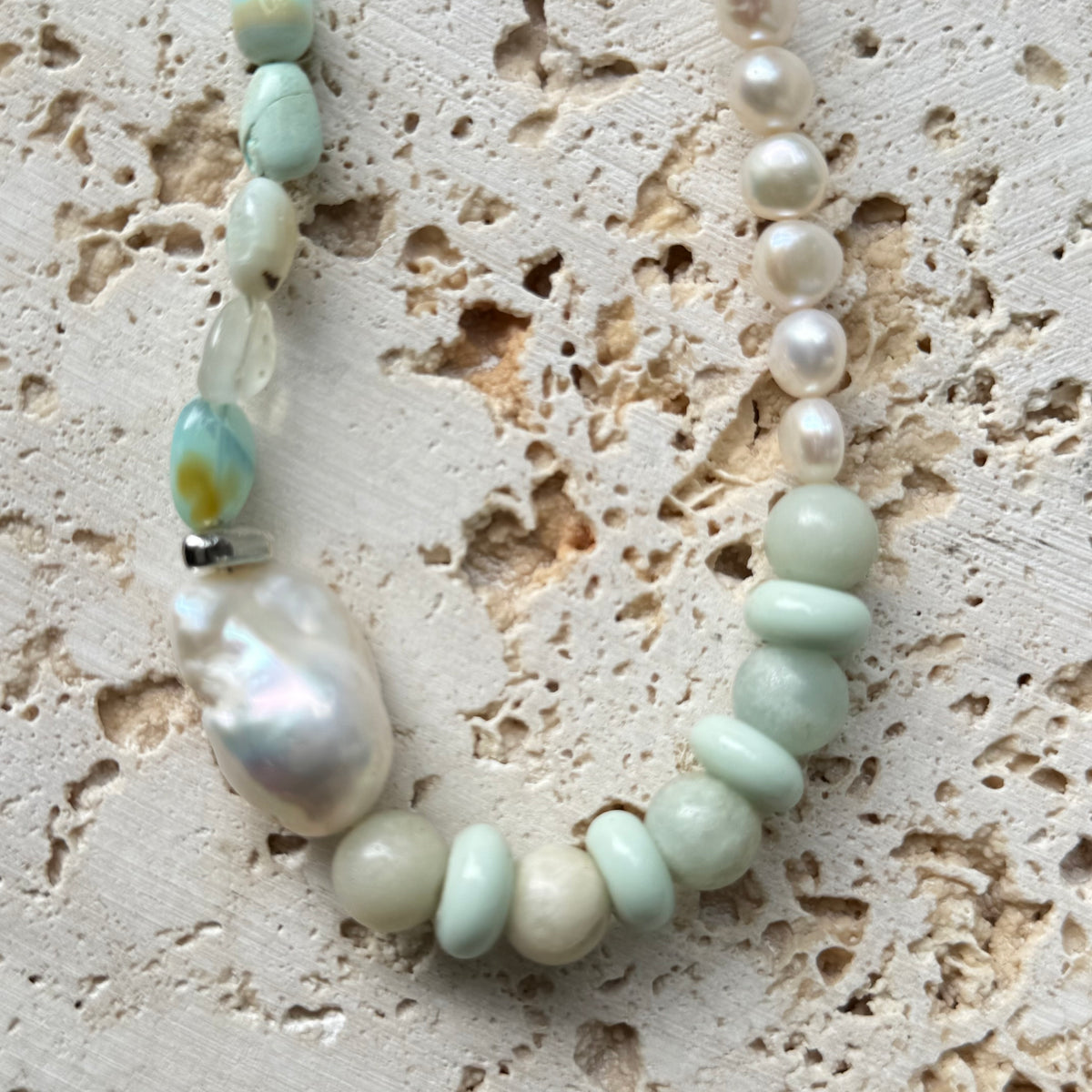 Drift Pearl and Peruvian Opal Necklace