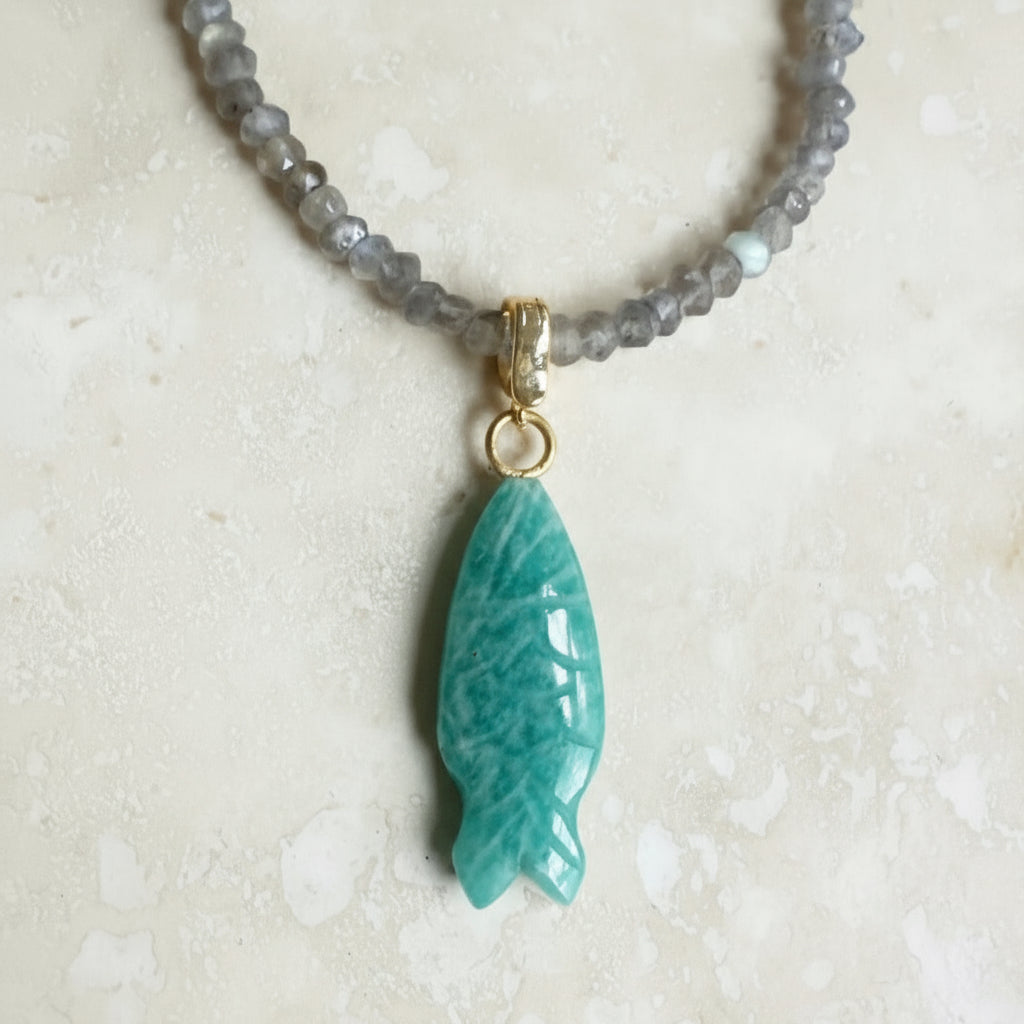 Gemstone Fish - Hook, Line and Sinker combo Necklace