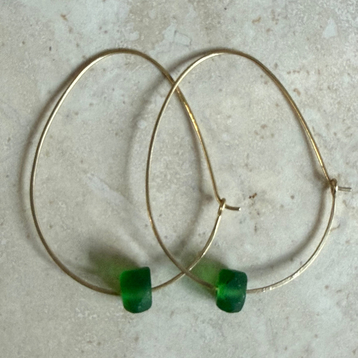Recycled Glass Hoop Earrings - silver or gold in small and large.