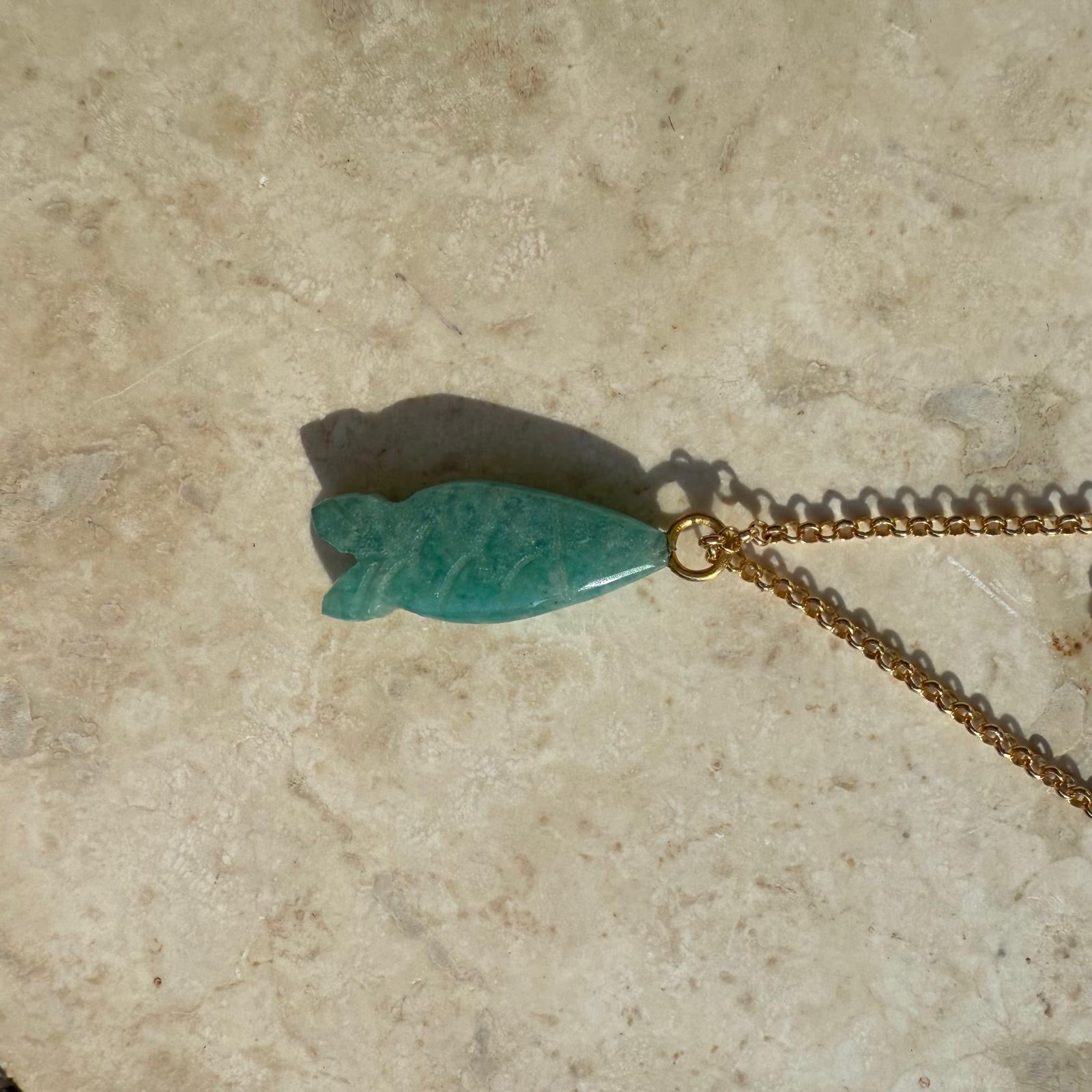 Gemstone Fish Necklace - silver or gold