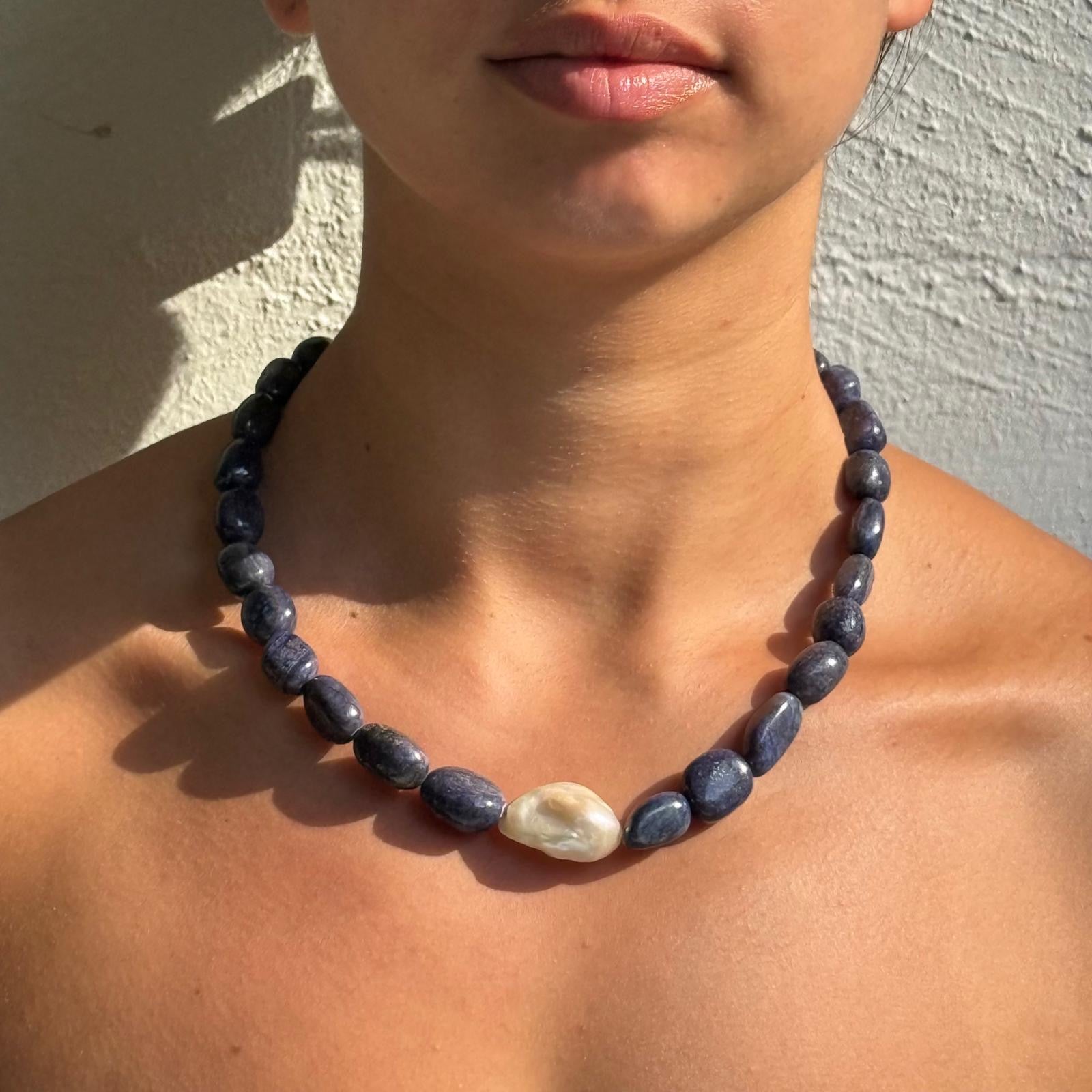 Baroque Pearl and stone - One of a kind necklaces