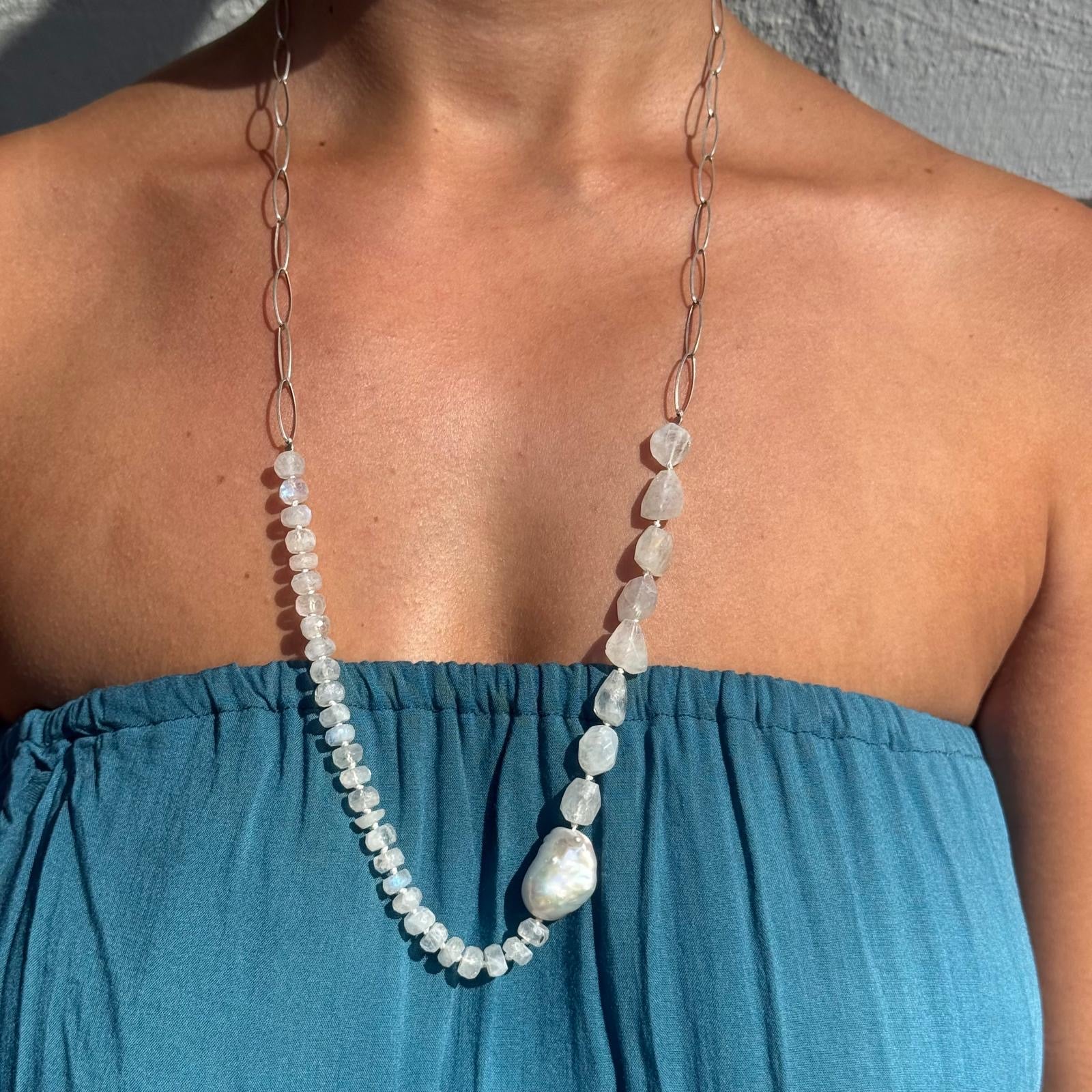 Baroque Pearl and stone - One of a kind necklaces