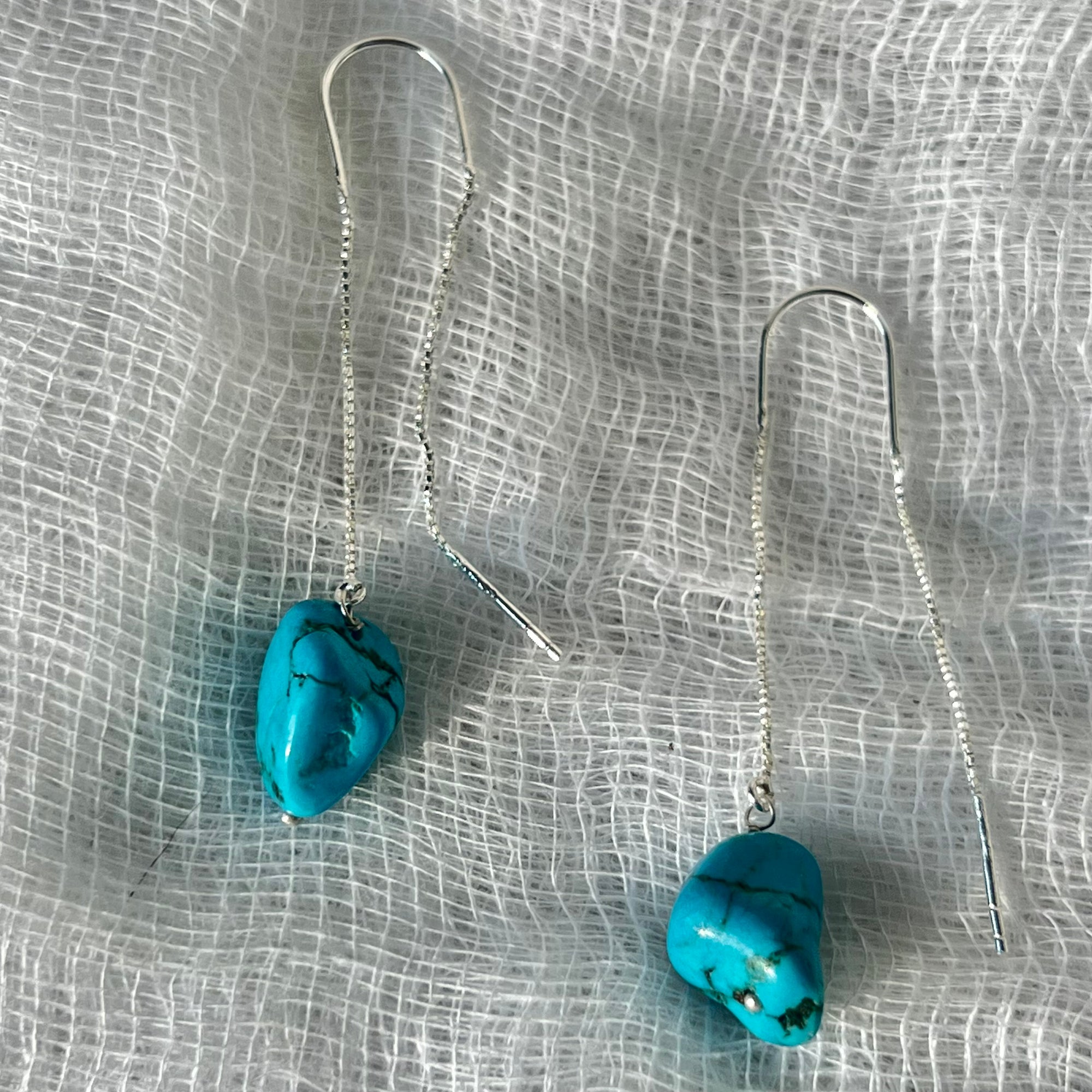 Turquoise Silver Thread Earring