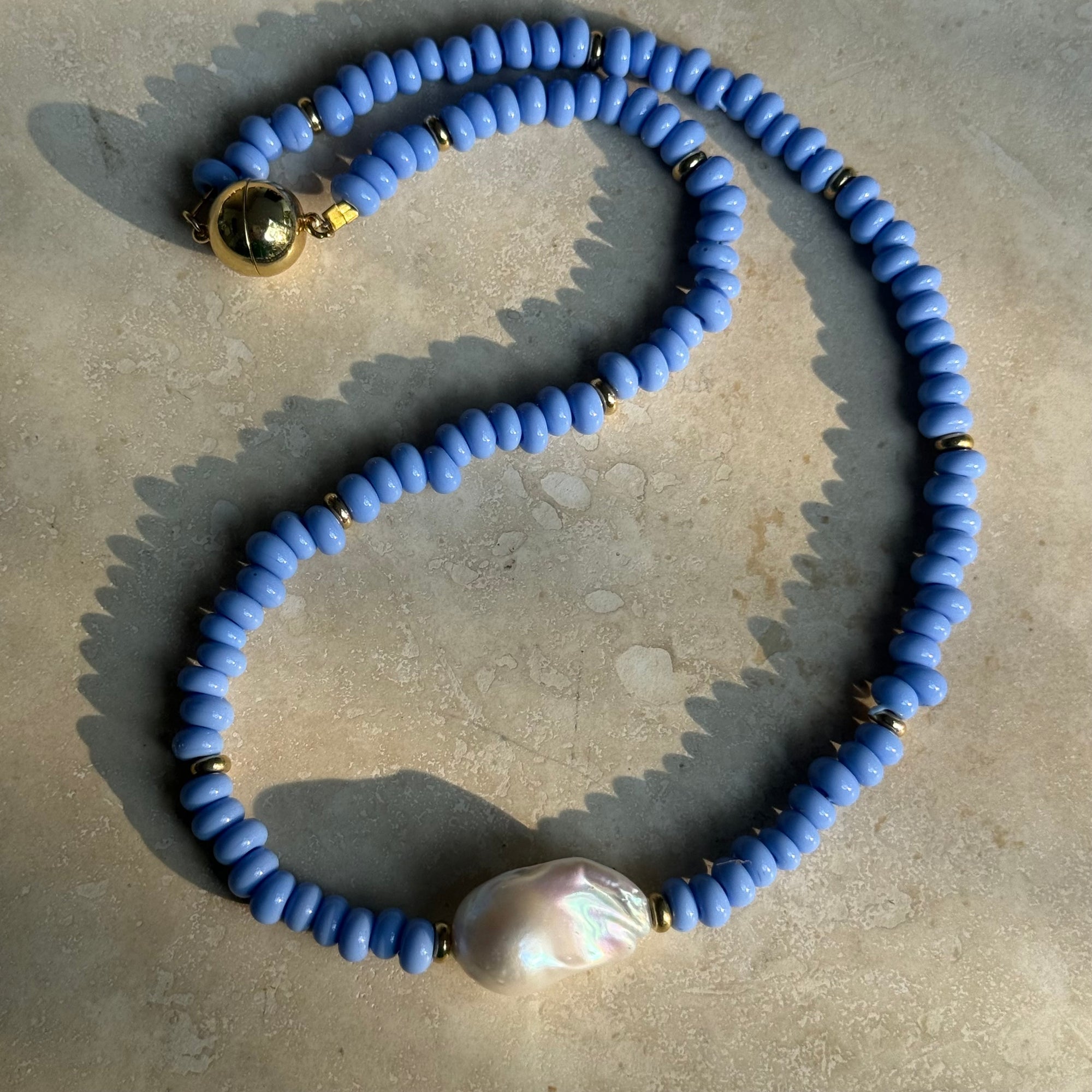 Baroque Pearl and Java Glass Necklace