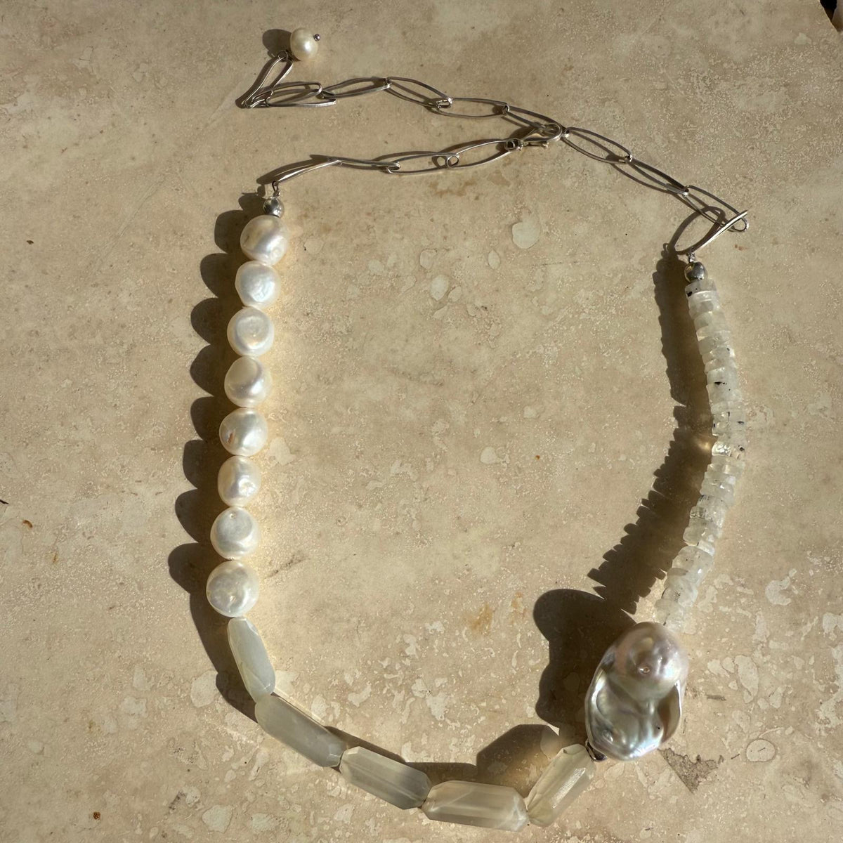 Baroque Pearl and stone - One of a kind necklaces