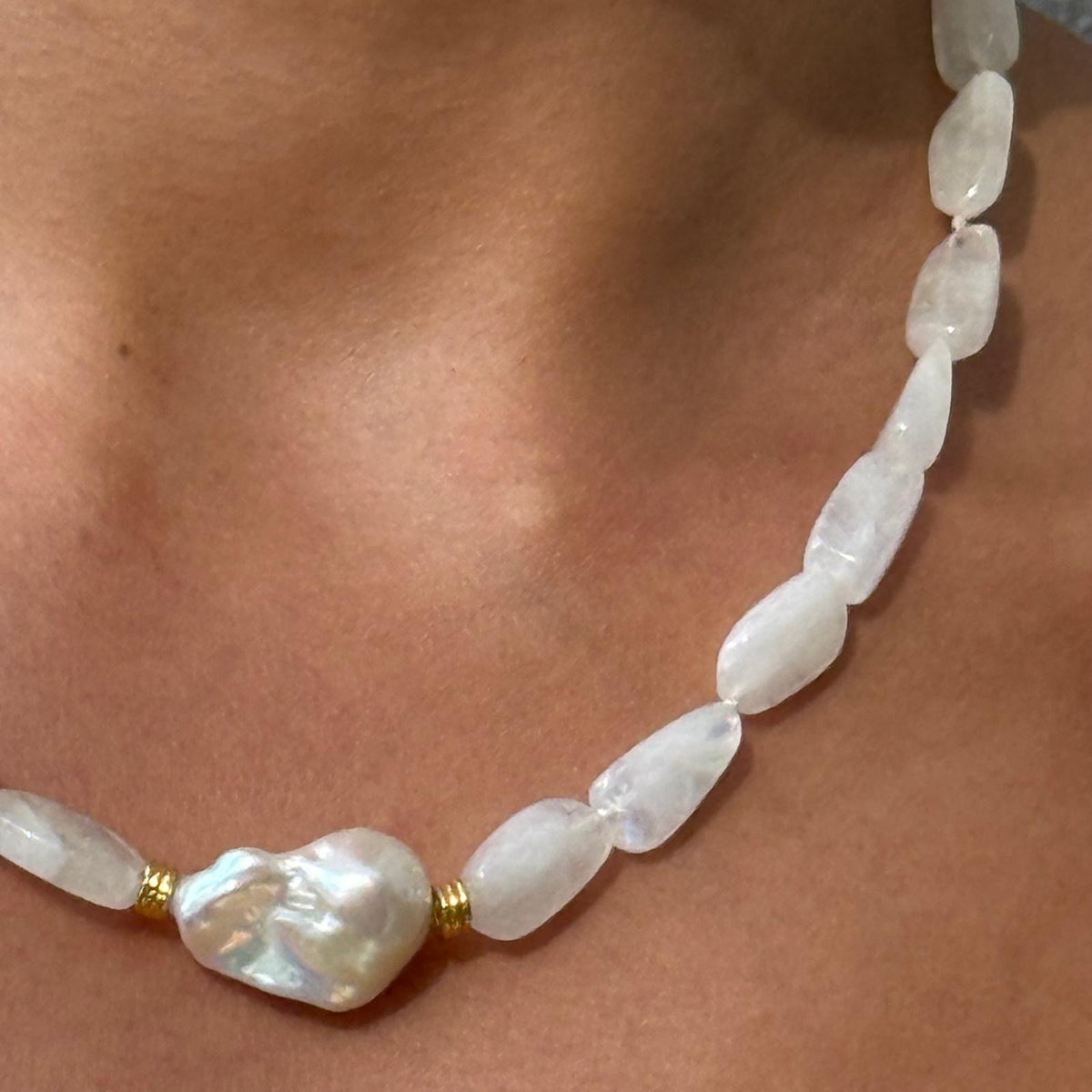 Baroque Pearl and stone - One of a kind necklaces