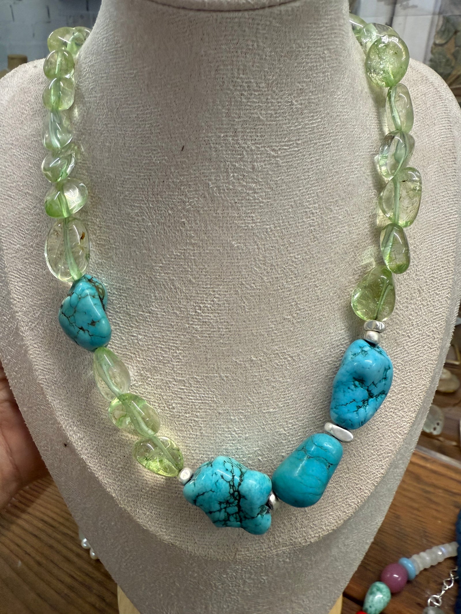 Turquoise Agate, Prehnite Necklace