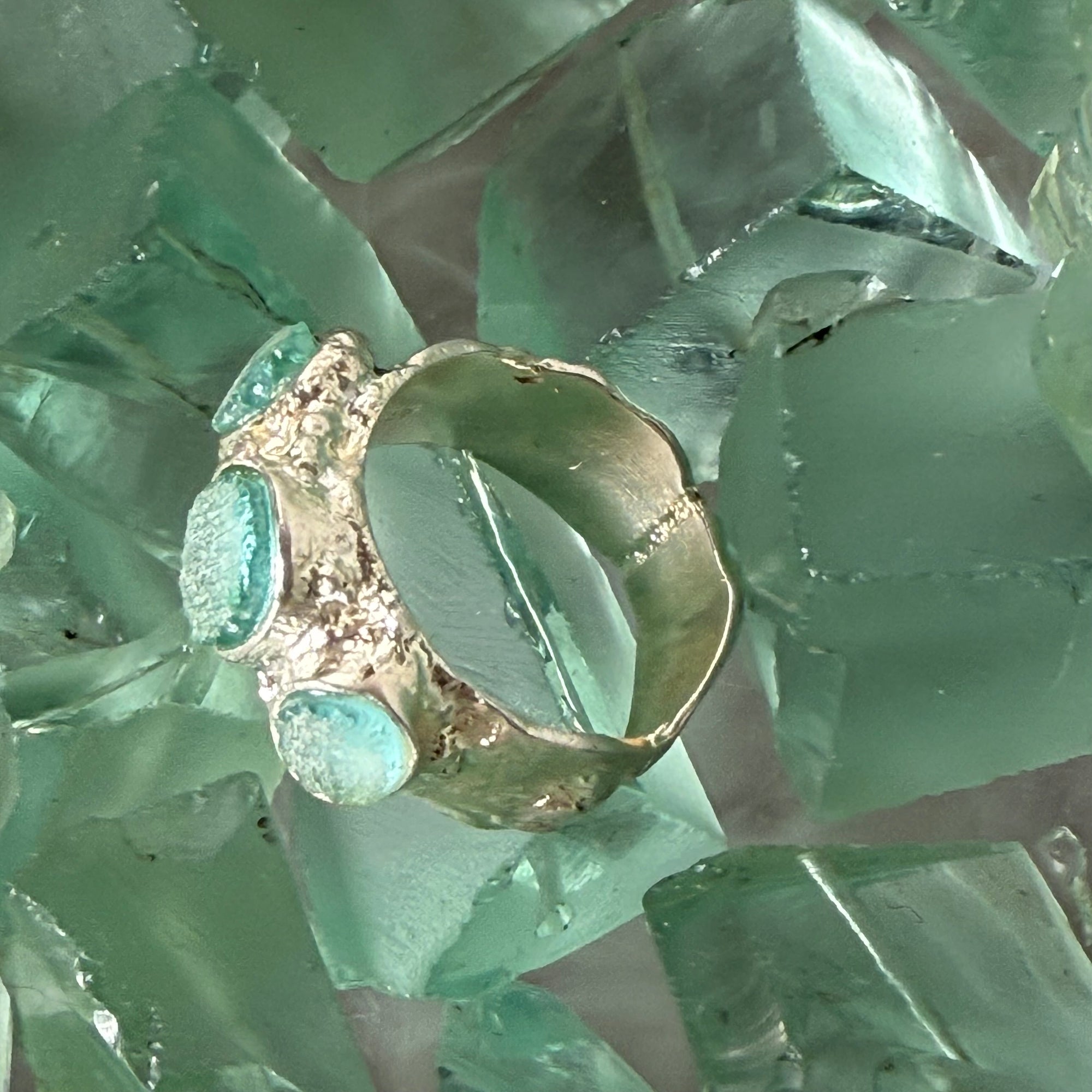 Seaglass Ocean and Moon Ring