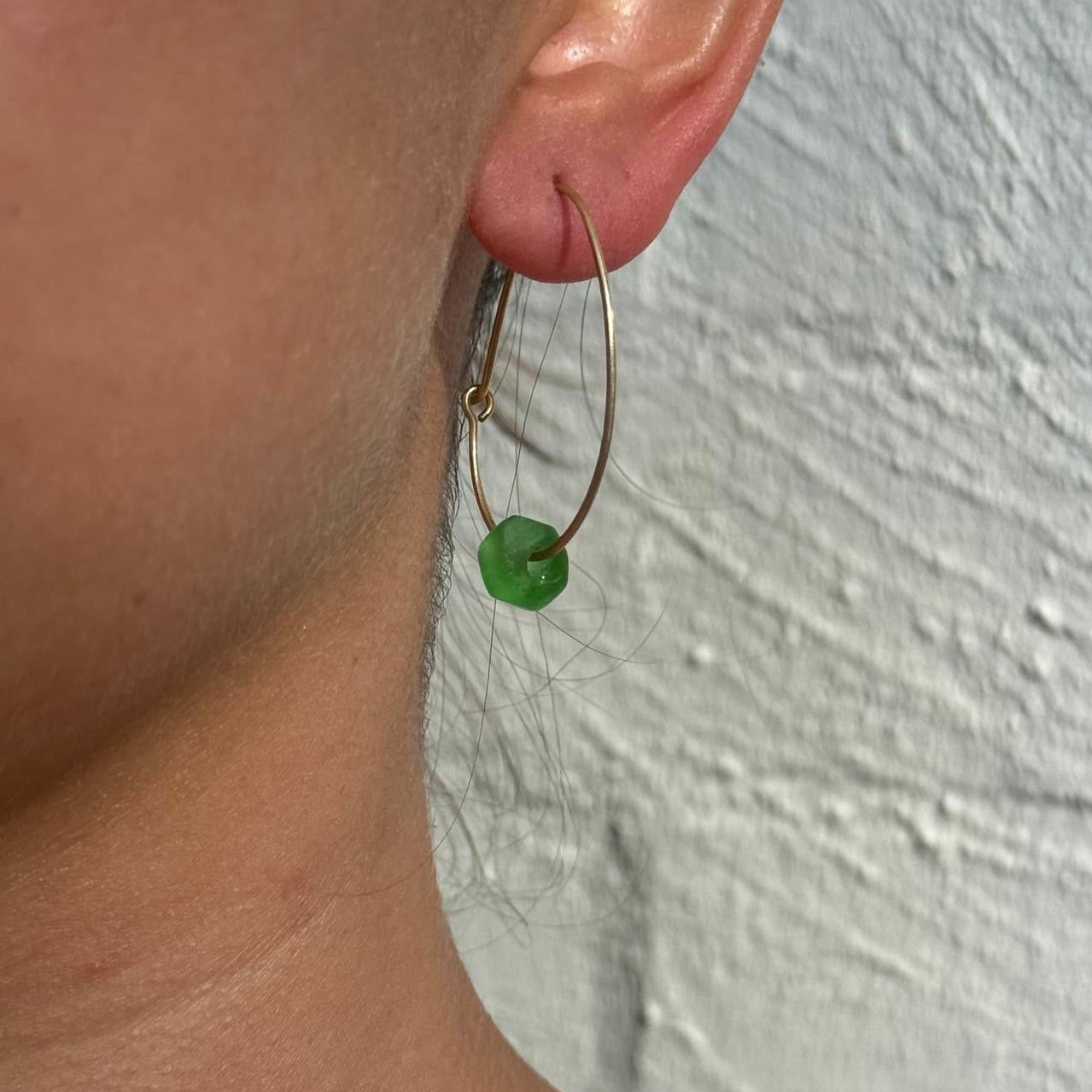 Recycled Glass Hoop Earrings - silver or gold in small and large.