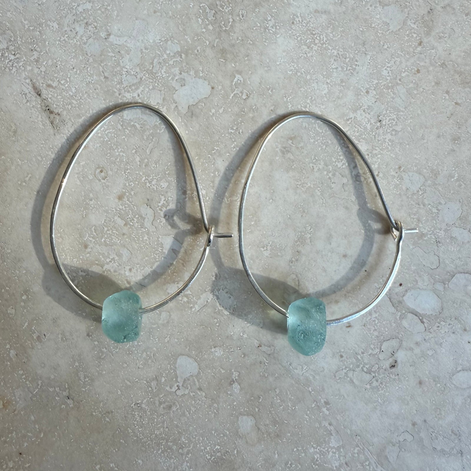Recycled Glass Hoop Earrings - silver or gold in small and large.