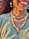 Prehnite, quartz and Baroque Pearl Necklace