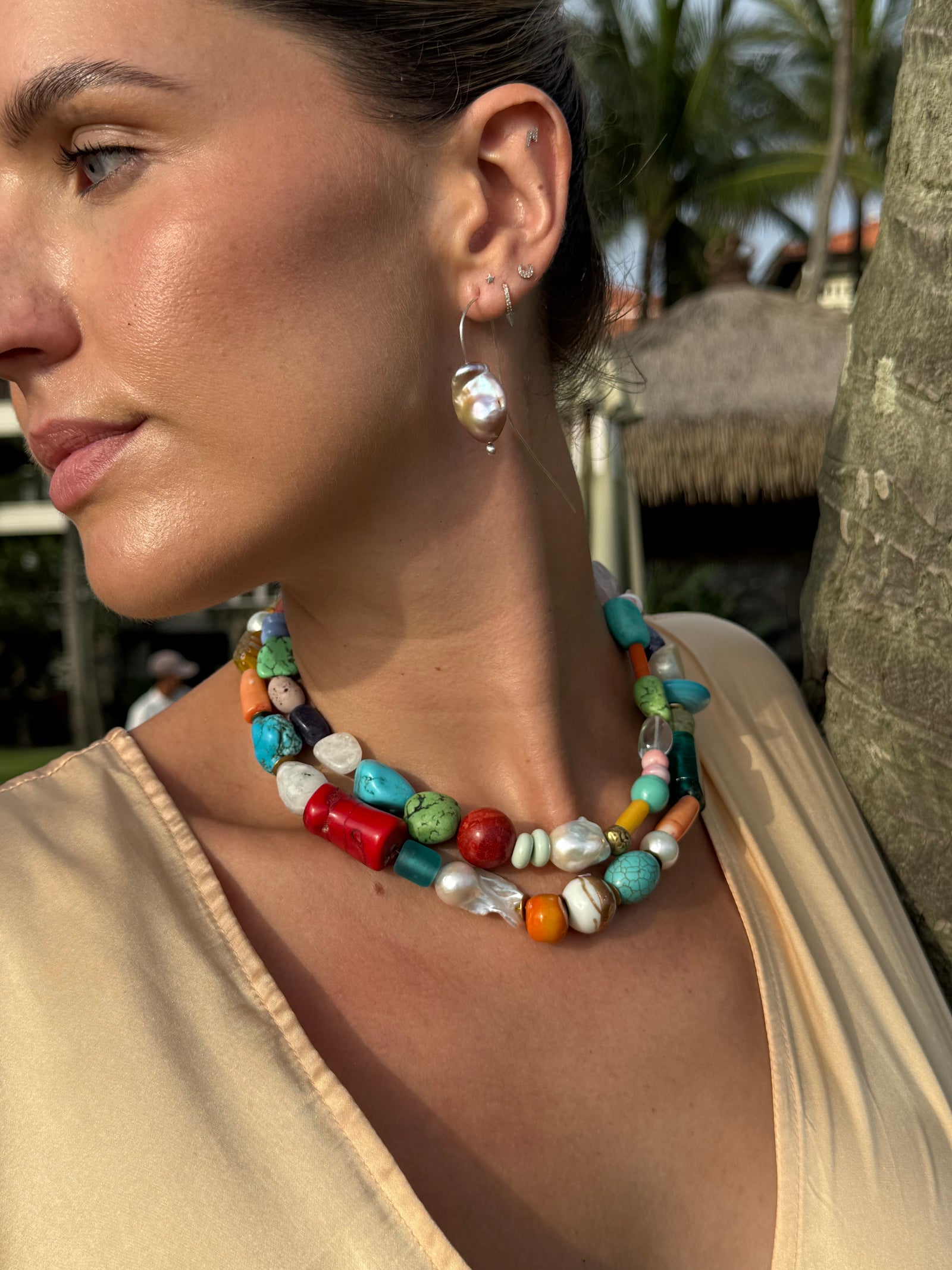 Pink Baroque Pearl Hook Earrings