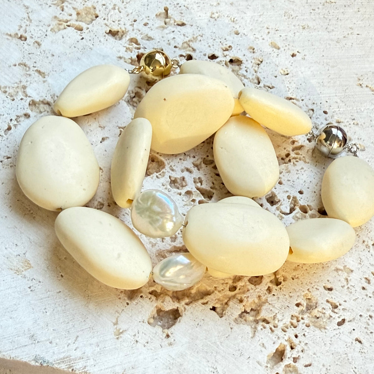 Pebble and Pearl Bracelet