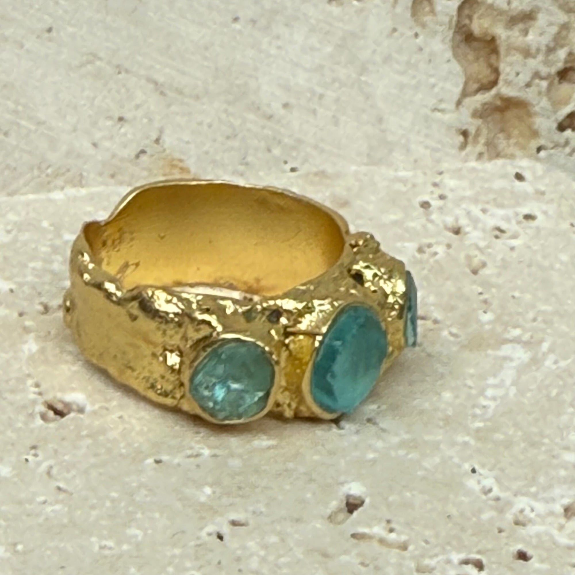 Seaglass Ocean and Moon Ring