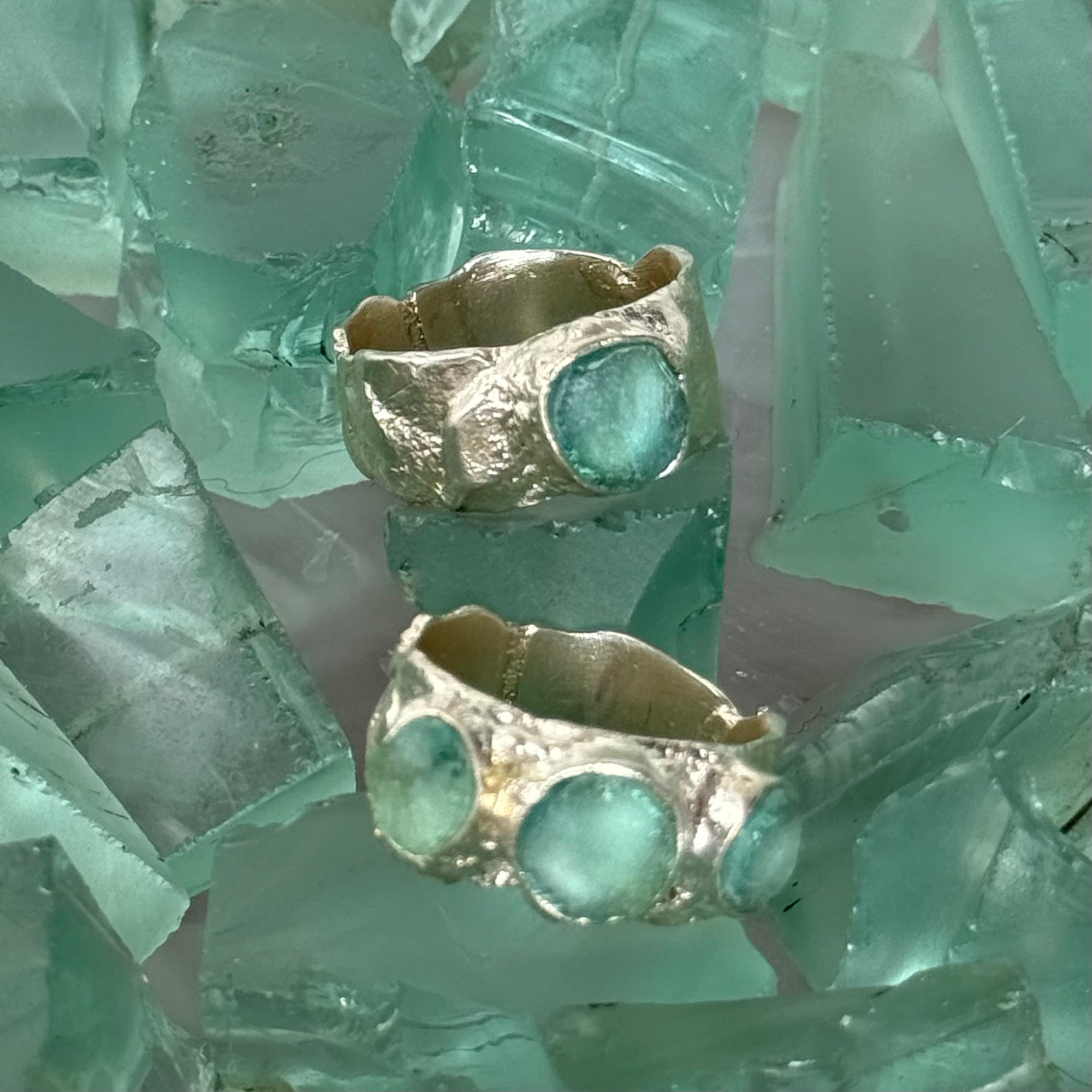 Seaglass Ocean and Moon Ring