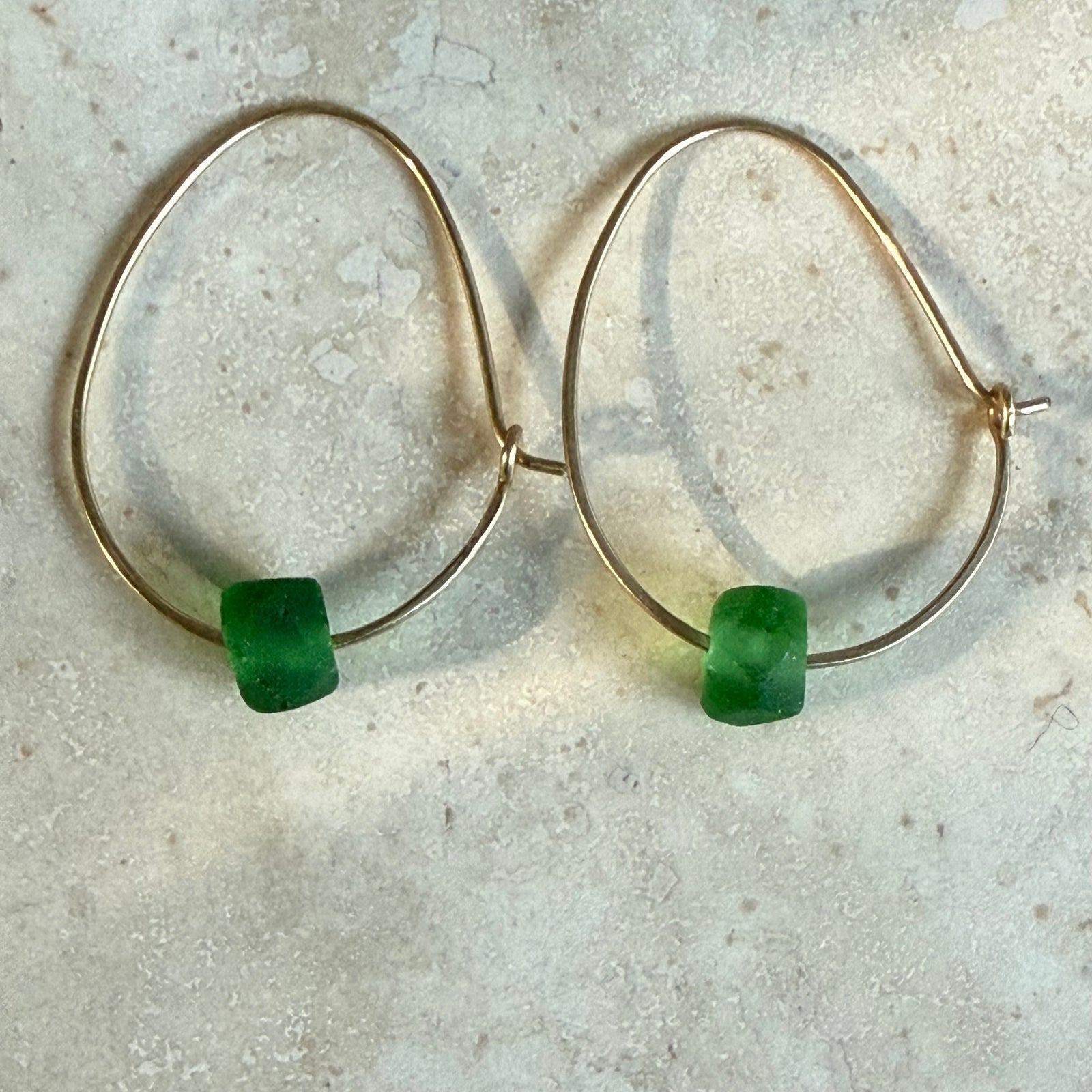 Recycled Glass Hoop Earrings - silver or gold in small and large.
