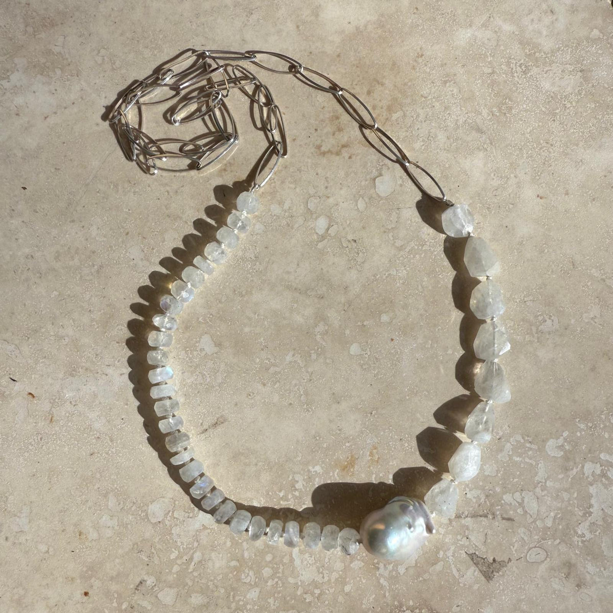 Baroque Pearl and stone - One of a kind necklaces