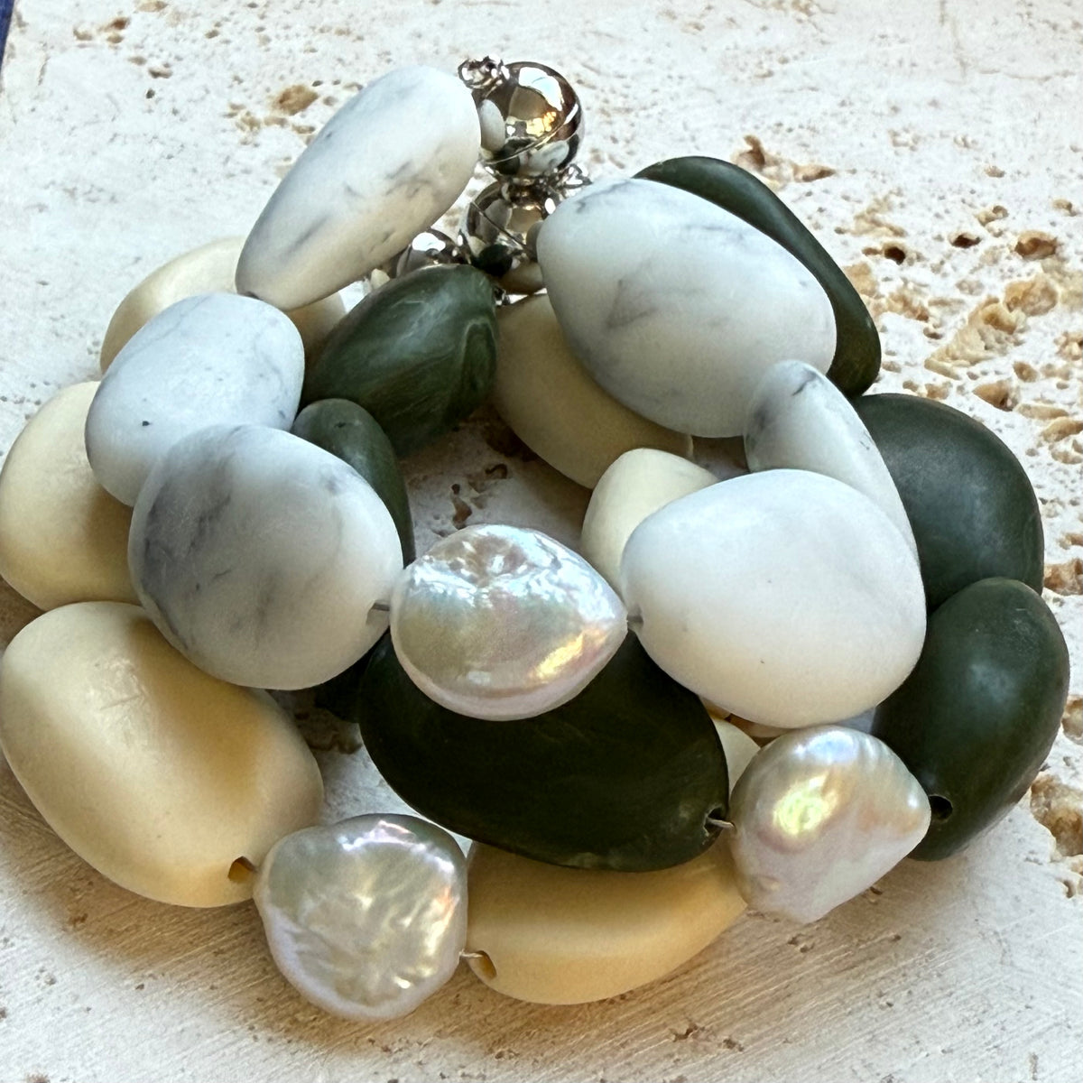 Pebble and Pearl Bracelet
