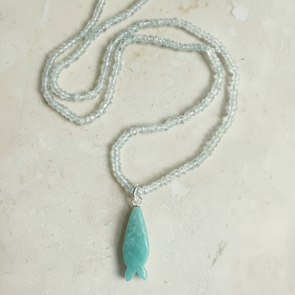 Gemstone Fish - Hook, Line and Sinker combo Necklace