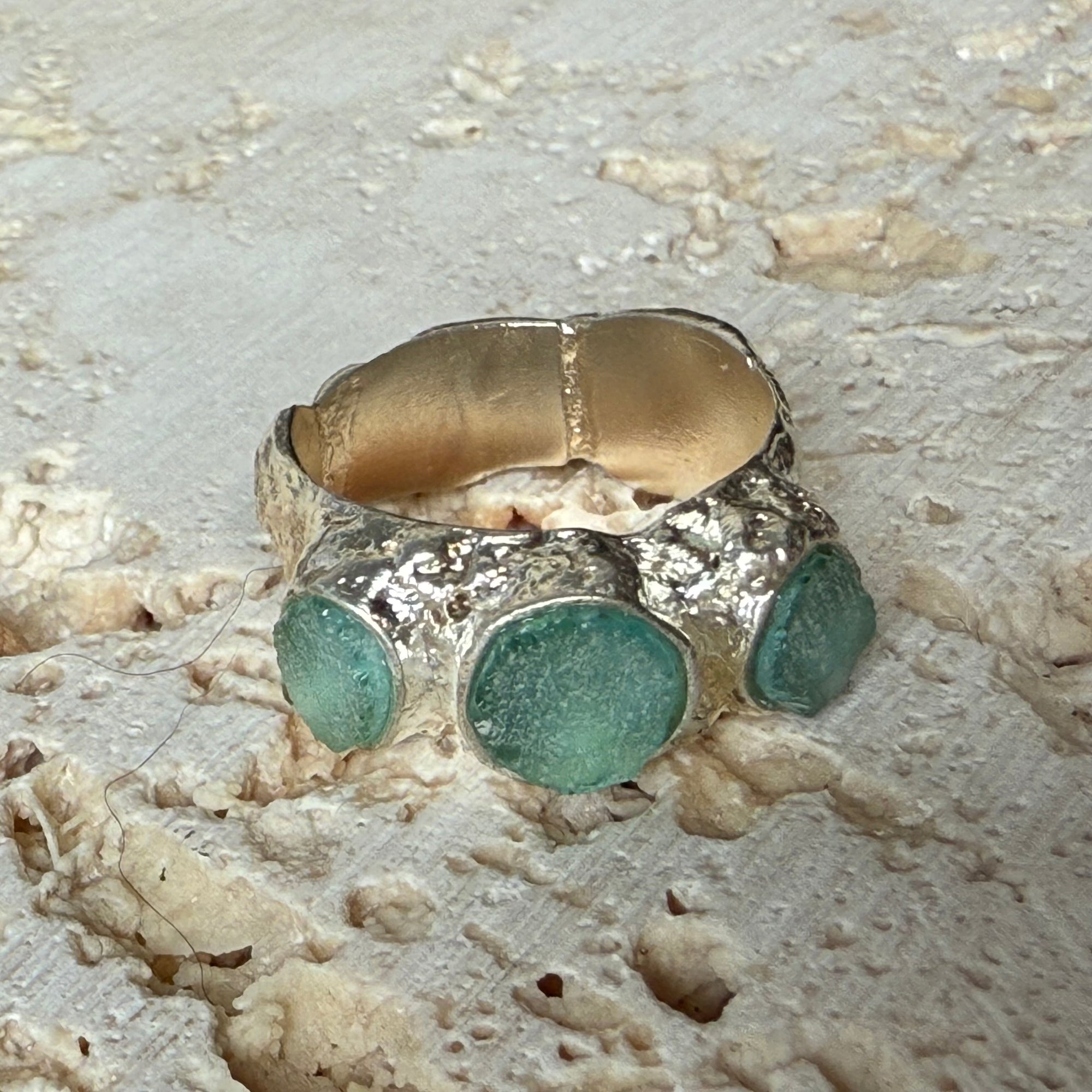 Seaglass Ocean and Moon Ring
