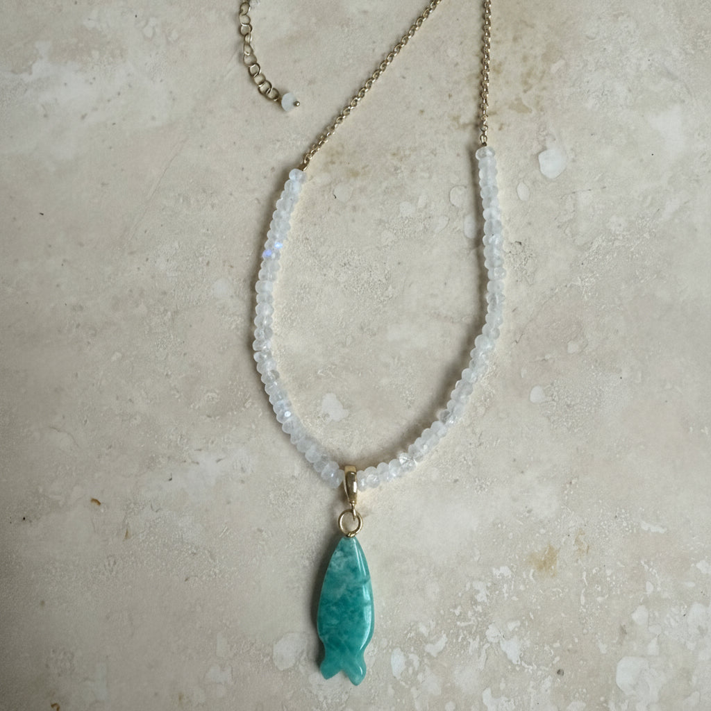 Gemstone Fish - Hook, Line and Sinker combo Necklace