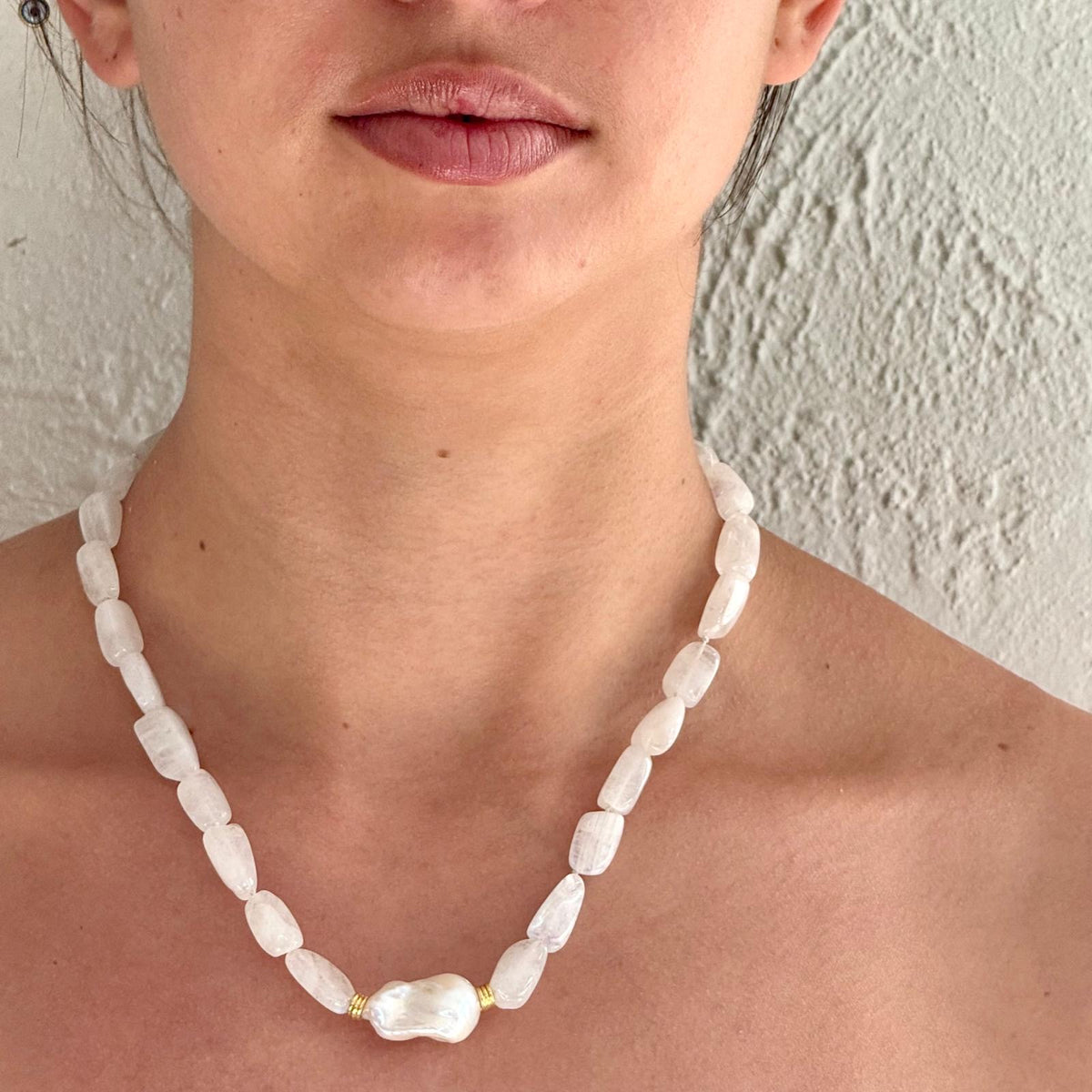Baroque Pearl and stone - One of a kind necklaces