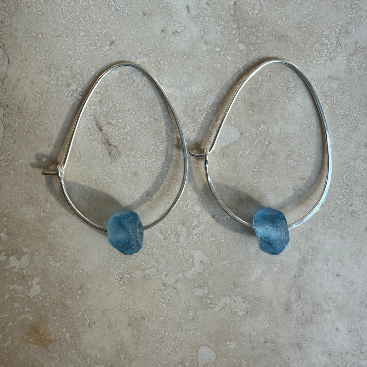 Recycled Glass Hoop Earrings - silver or gold in small and large.