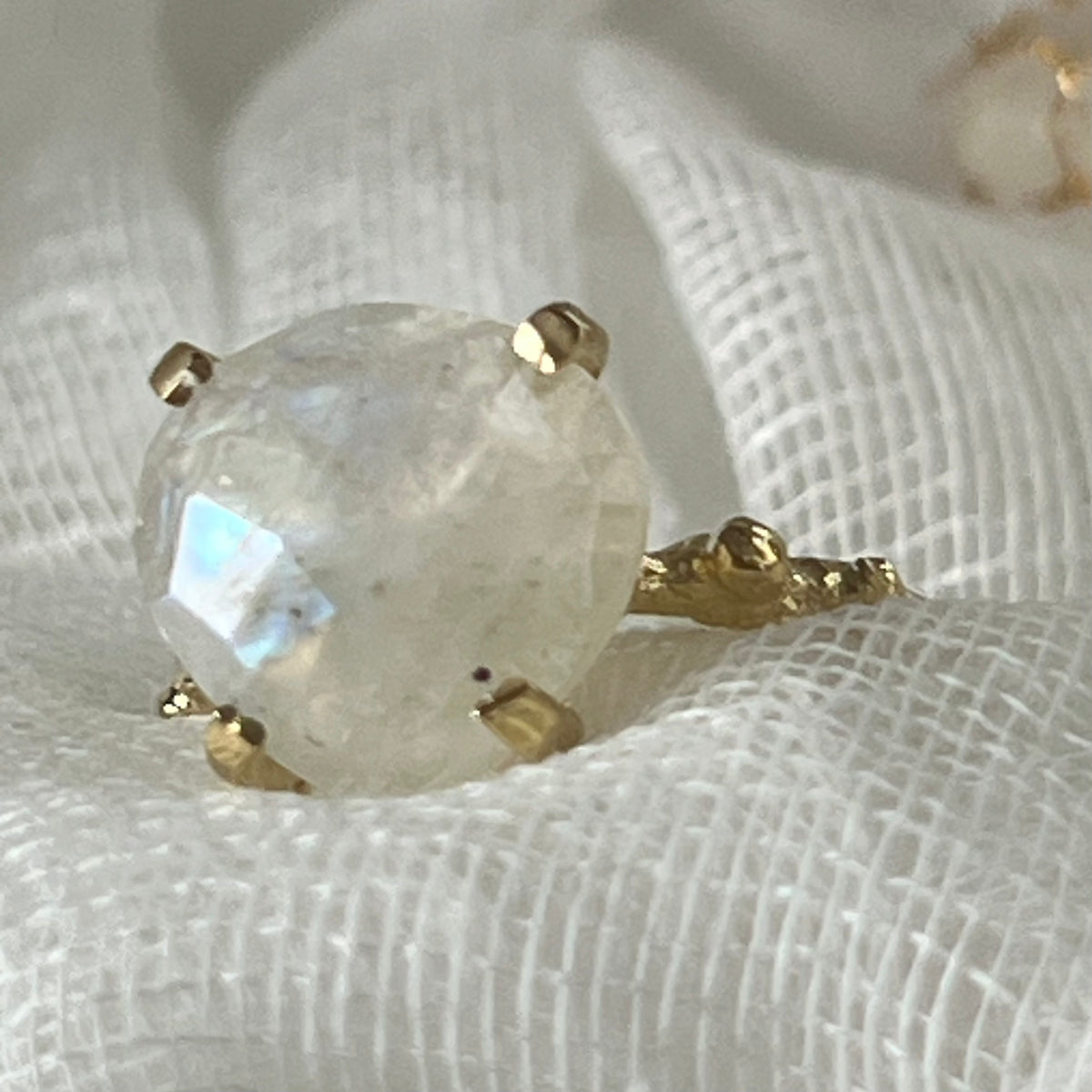 Gemstone Claw Ring - Amazonite or Moonstone - Silver Or Gold