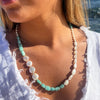 Pearl, Moonstone and Amazonite Necklace