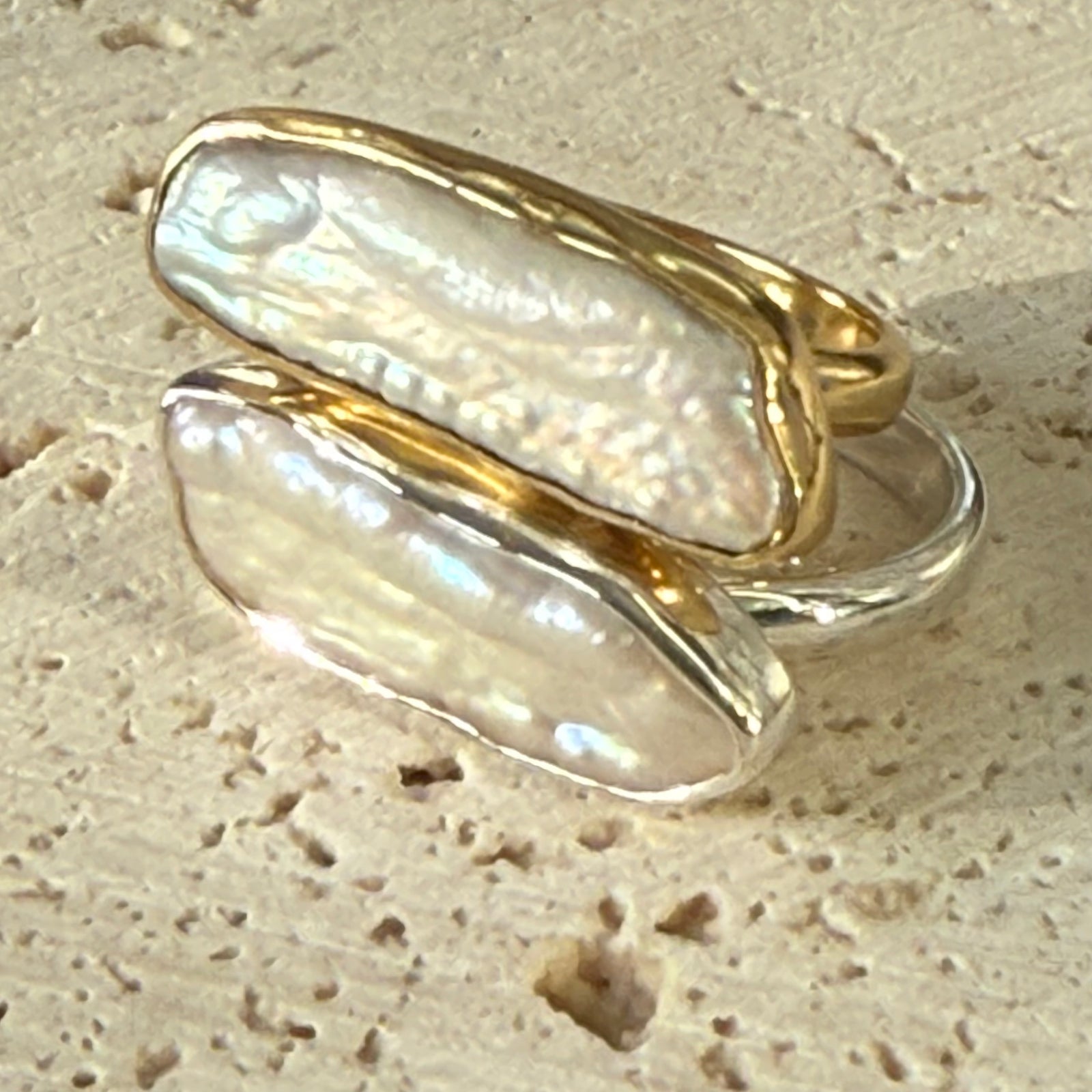 Keshi Pearl Bar Ring