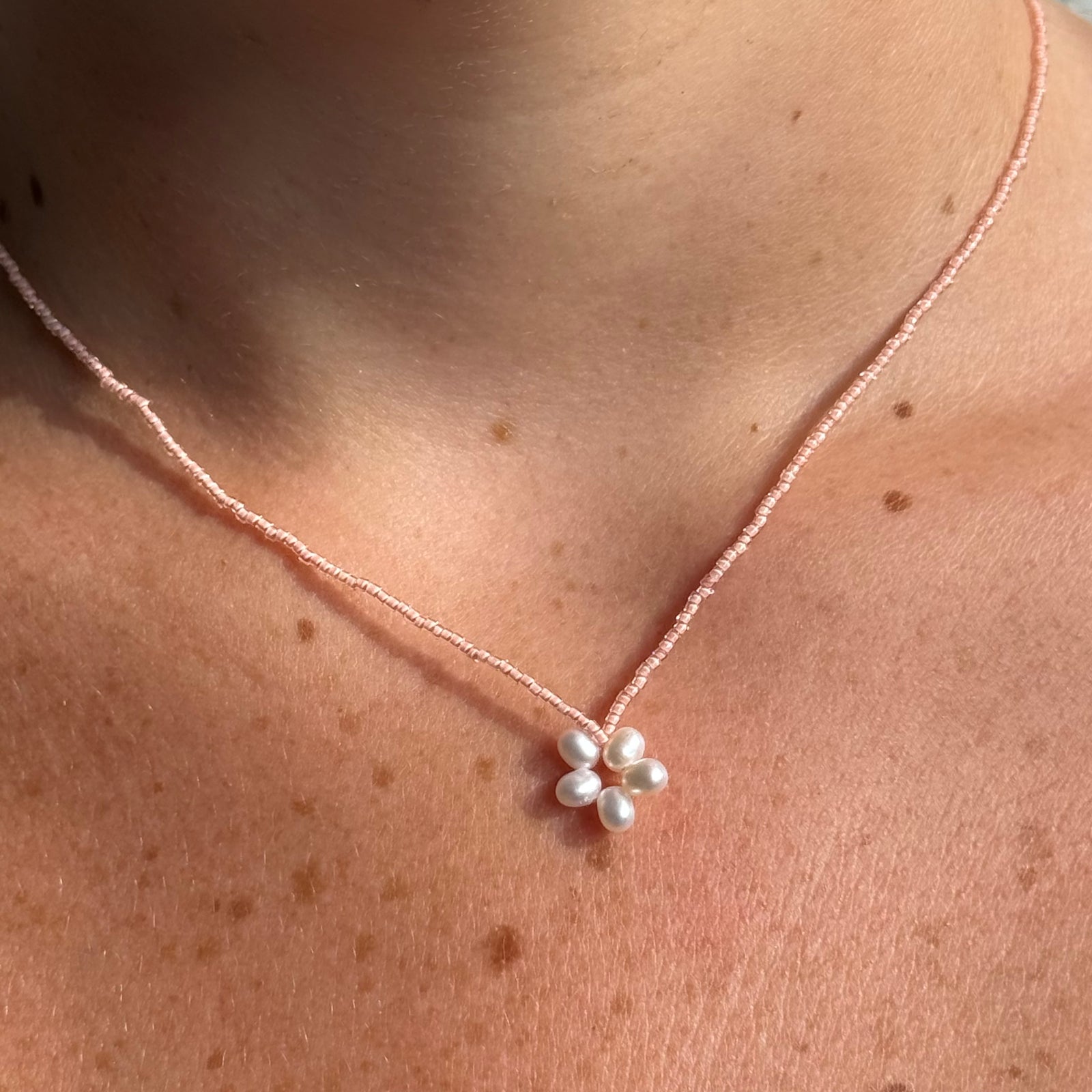 Pearl and Pearl Flower Necklace