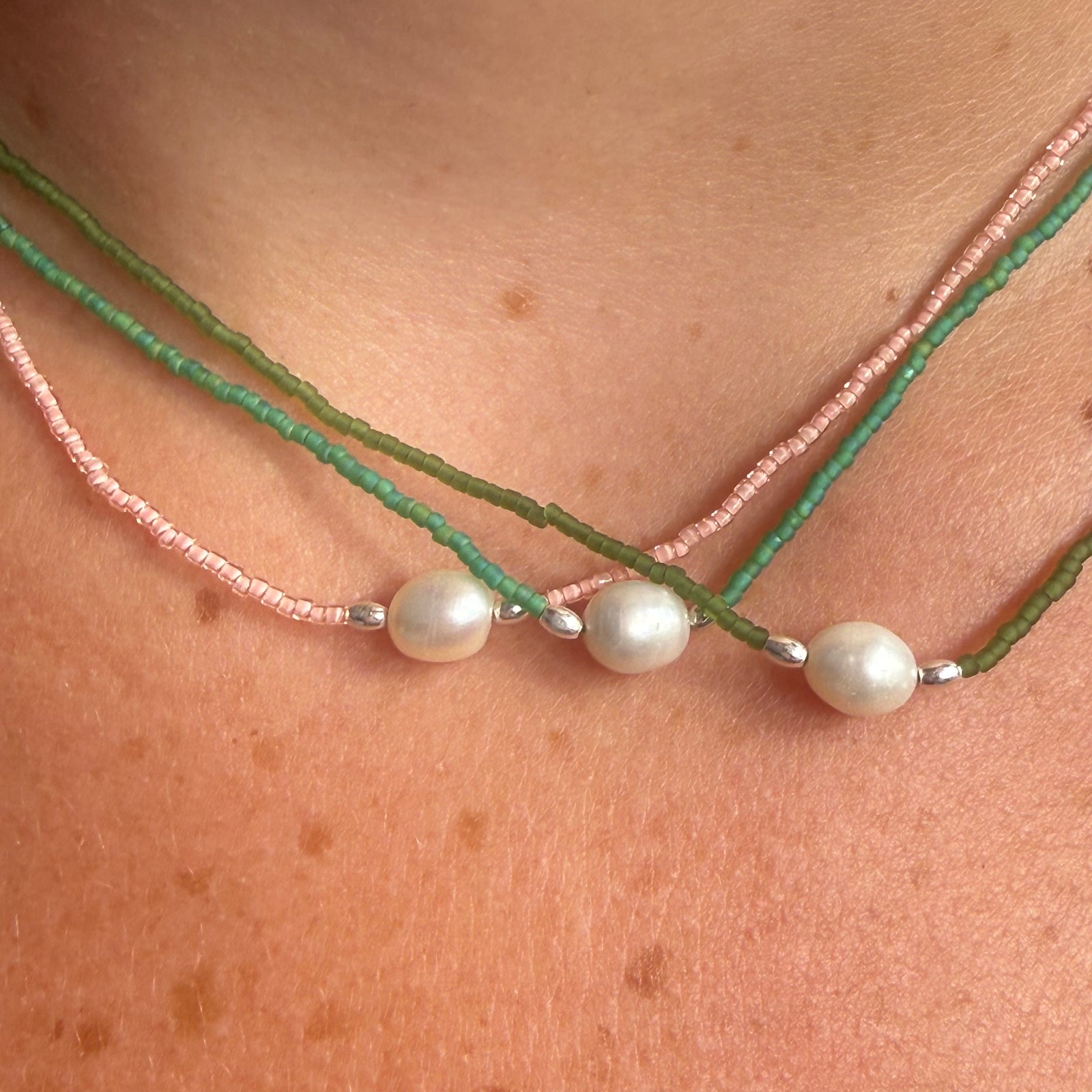 Pearl and Pearl Flower Necklace