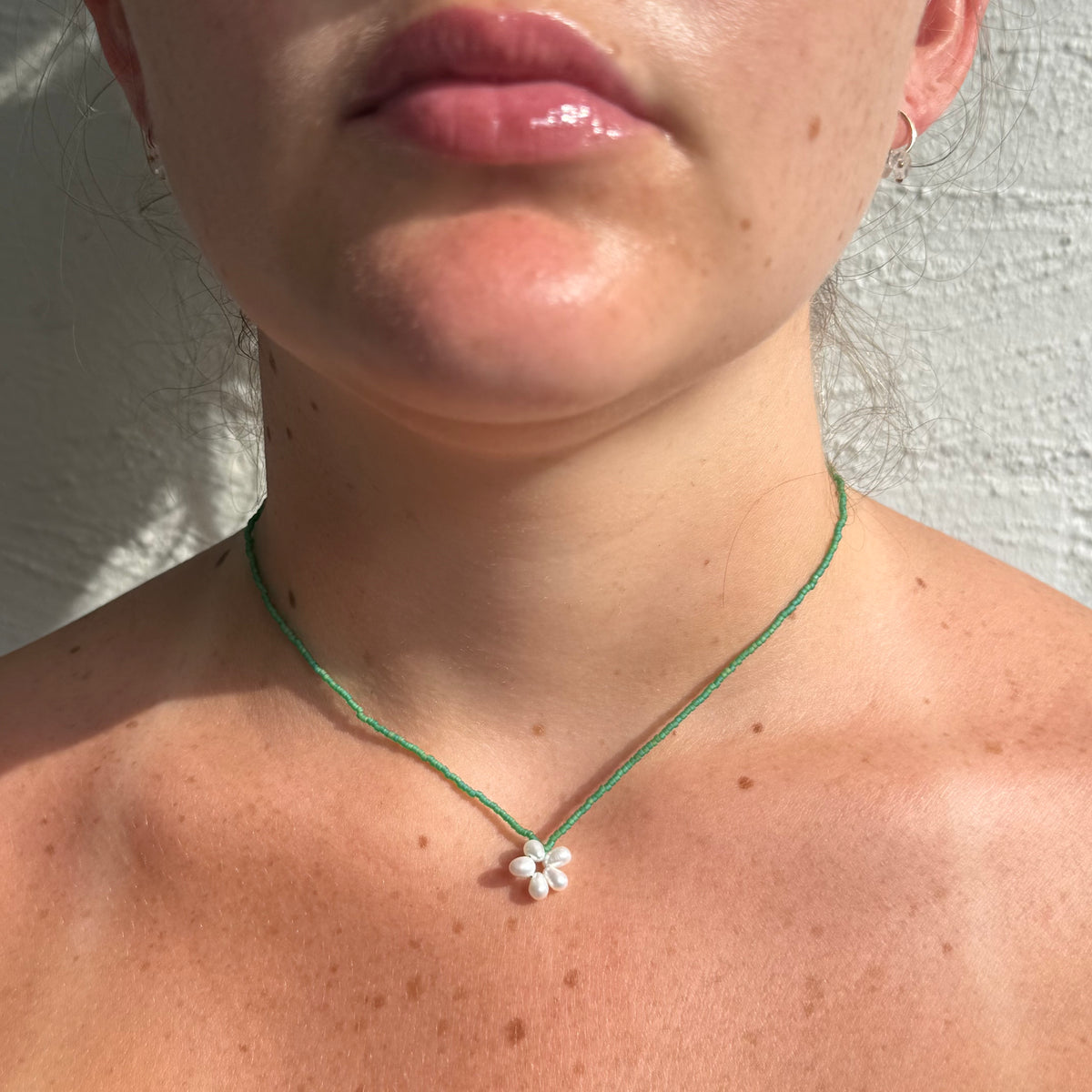 Pearl and Pearl Flower Necklace
