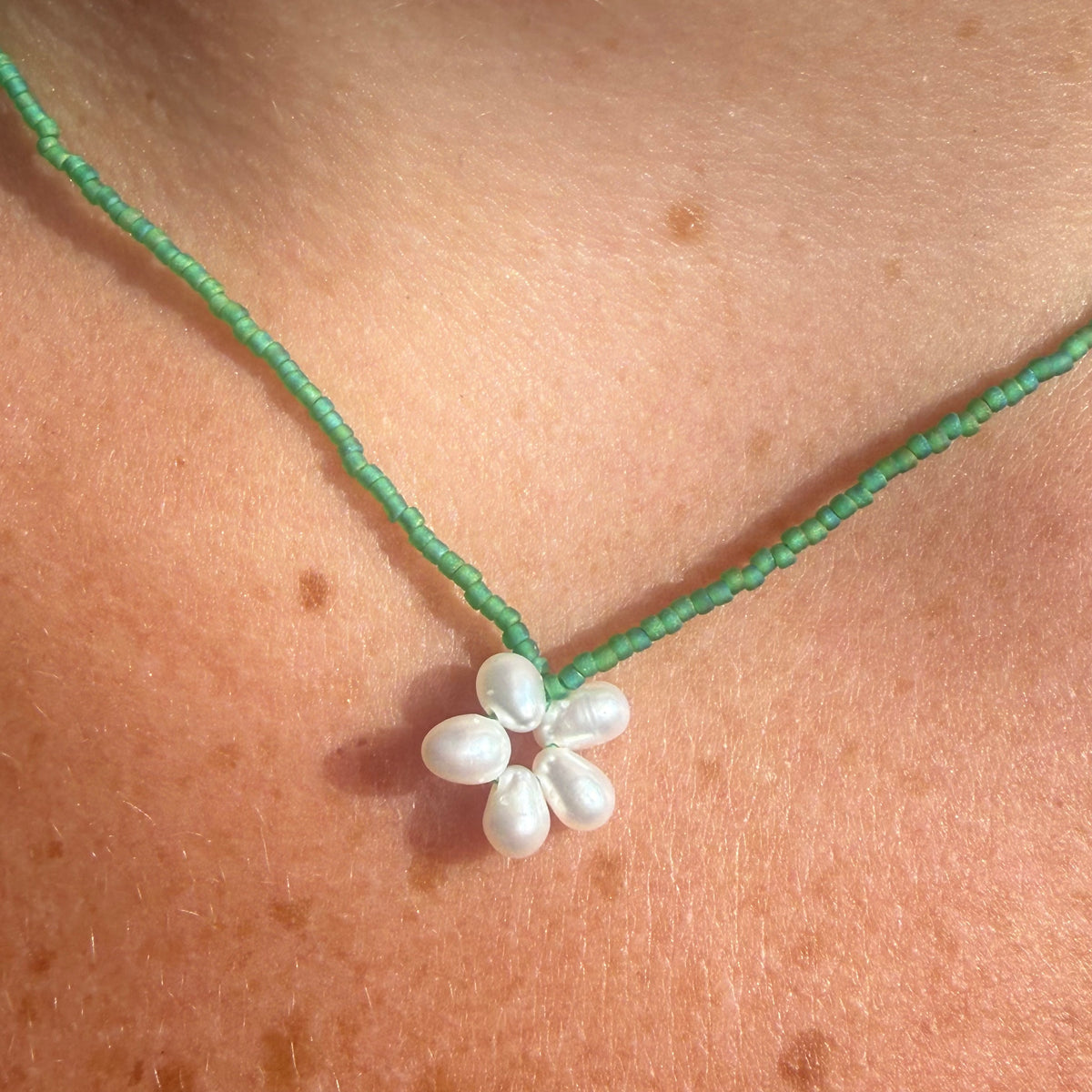 Pearl and Pearl Flower Necklace