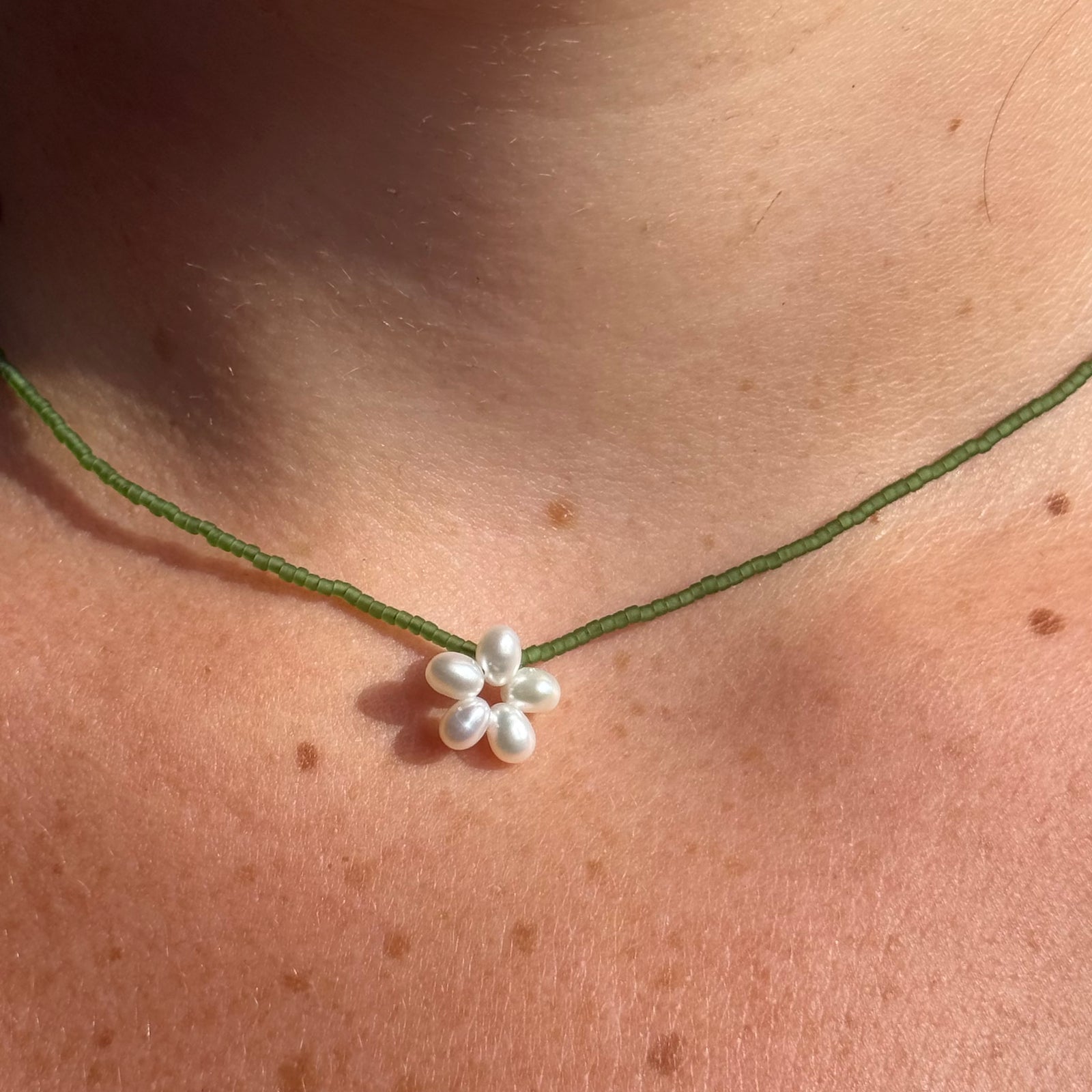 Pearl and Pearl Flower Necklace