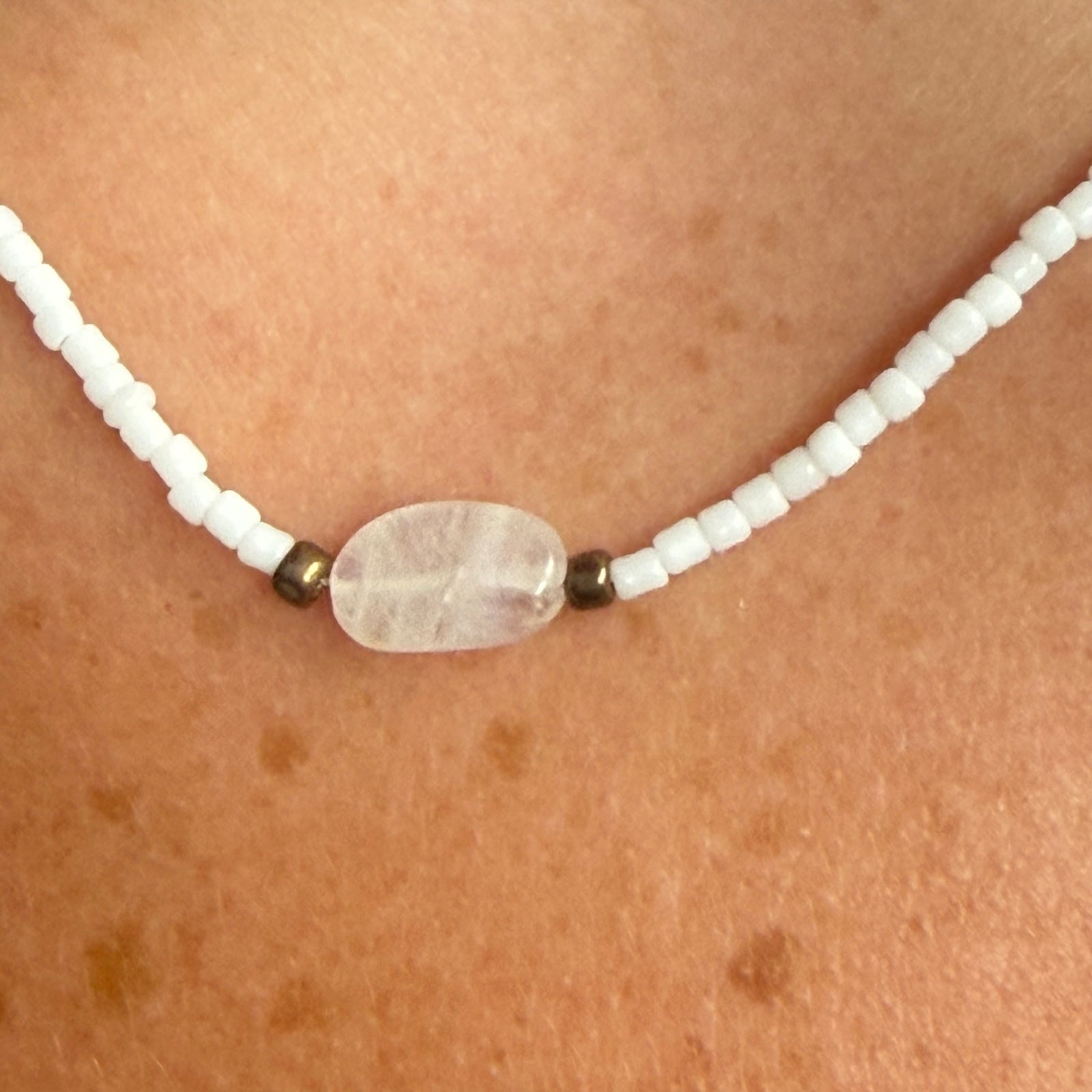 White Beaded & Stone Necklaces