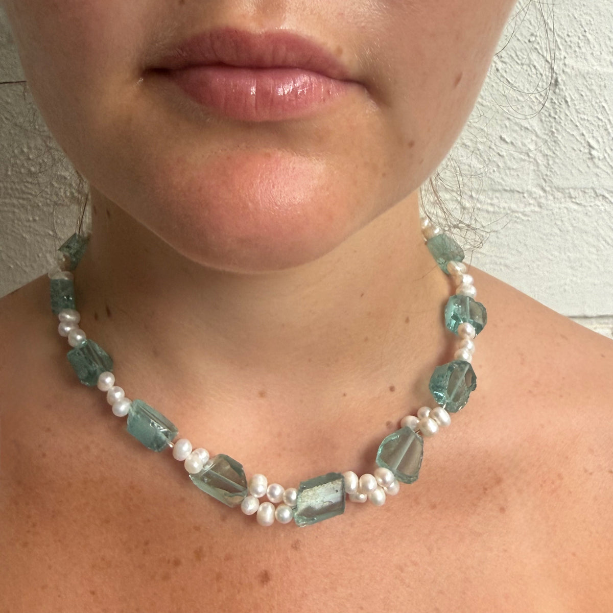 Moonlit Tide Necklace - Precious stone &amp; pearls