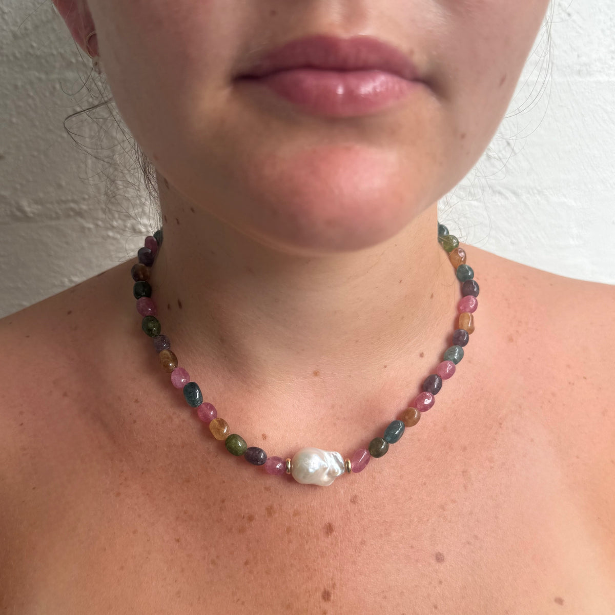 Baroque Pearl &amp; Tourmaline necklace.