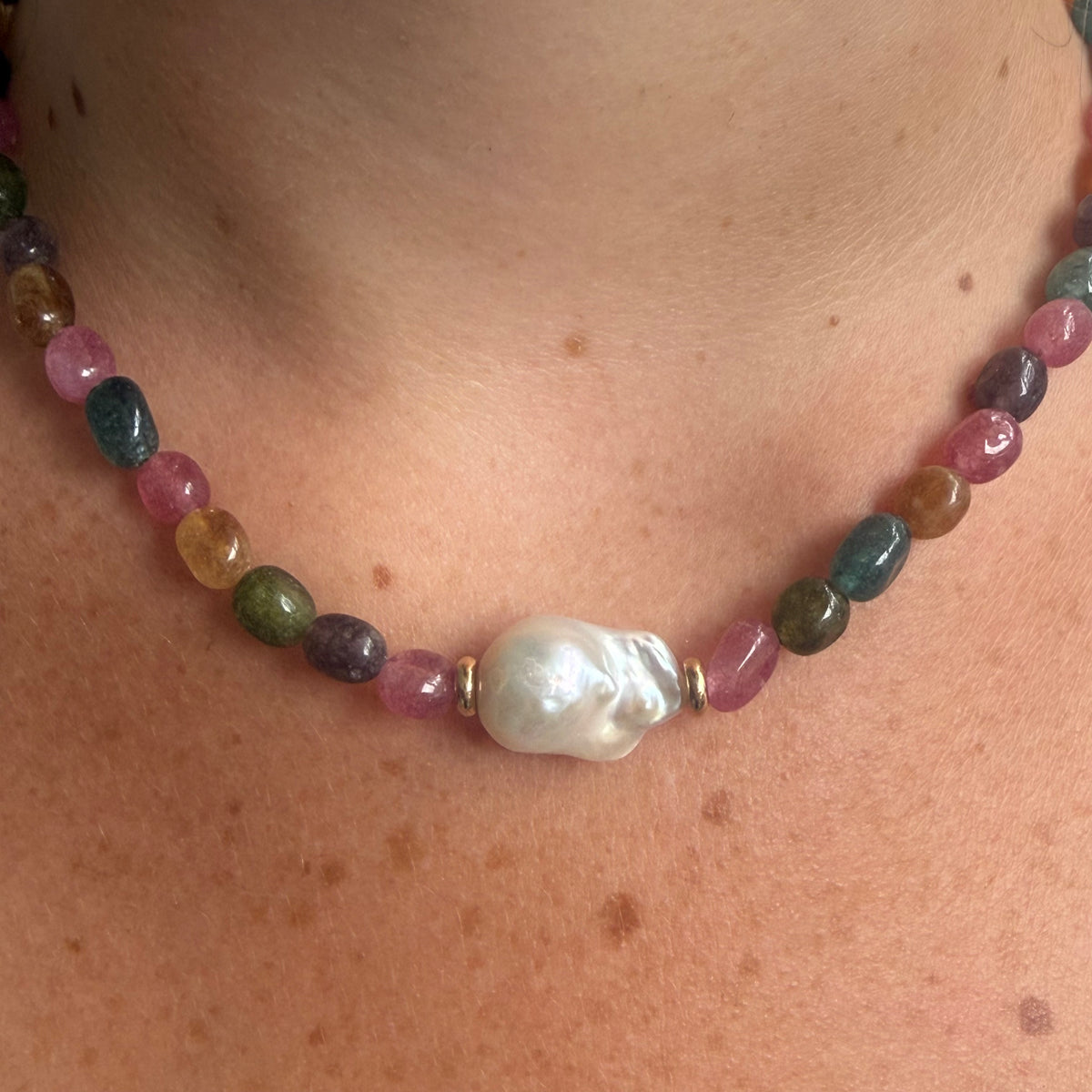 Baroque Pearl & Tourmaline necklace.