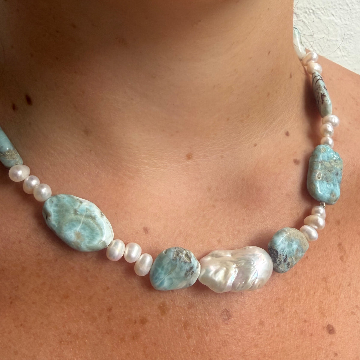 Moonlit Tide Necklace - Precious stone & pearls