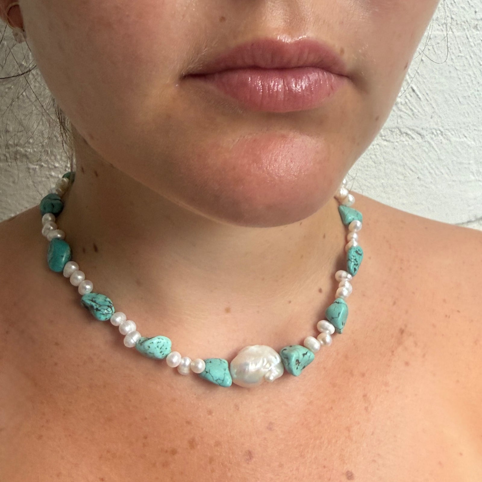 Moonlit Tide Necklace - Precious stone & pearls