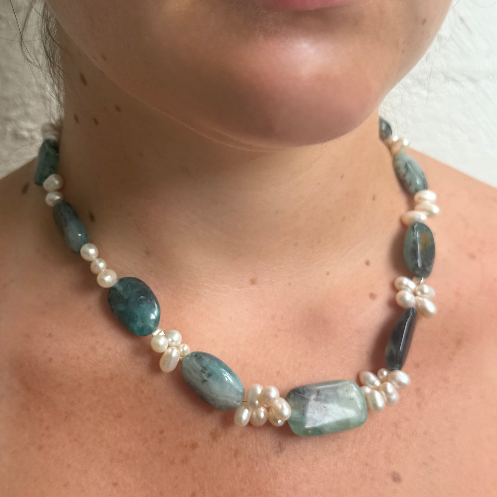Moonlit Tide Necklace - Precious stone & pearls