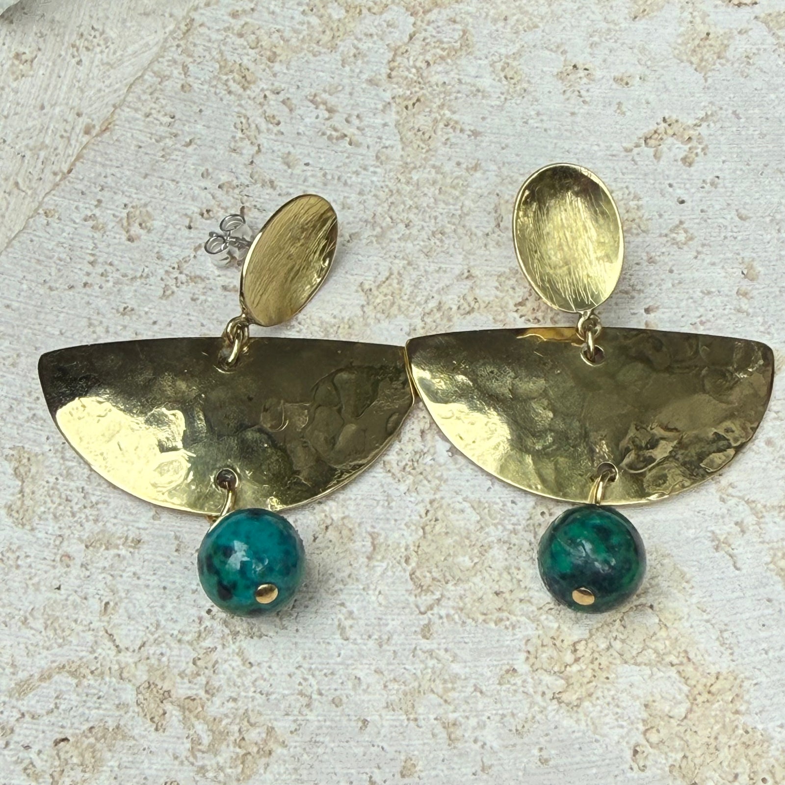 Half Moon Stone Drop Earrings