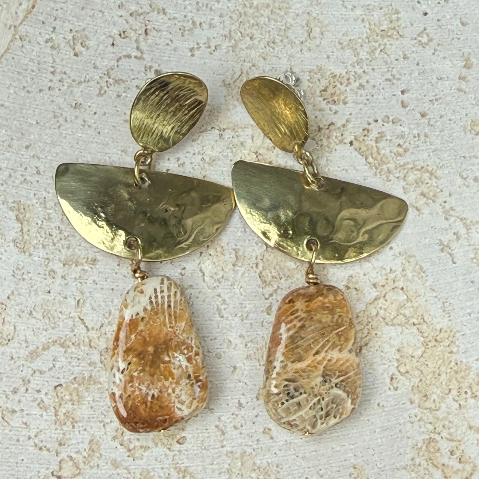 Half Moon Stone Drop Earrings