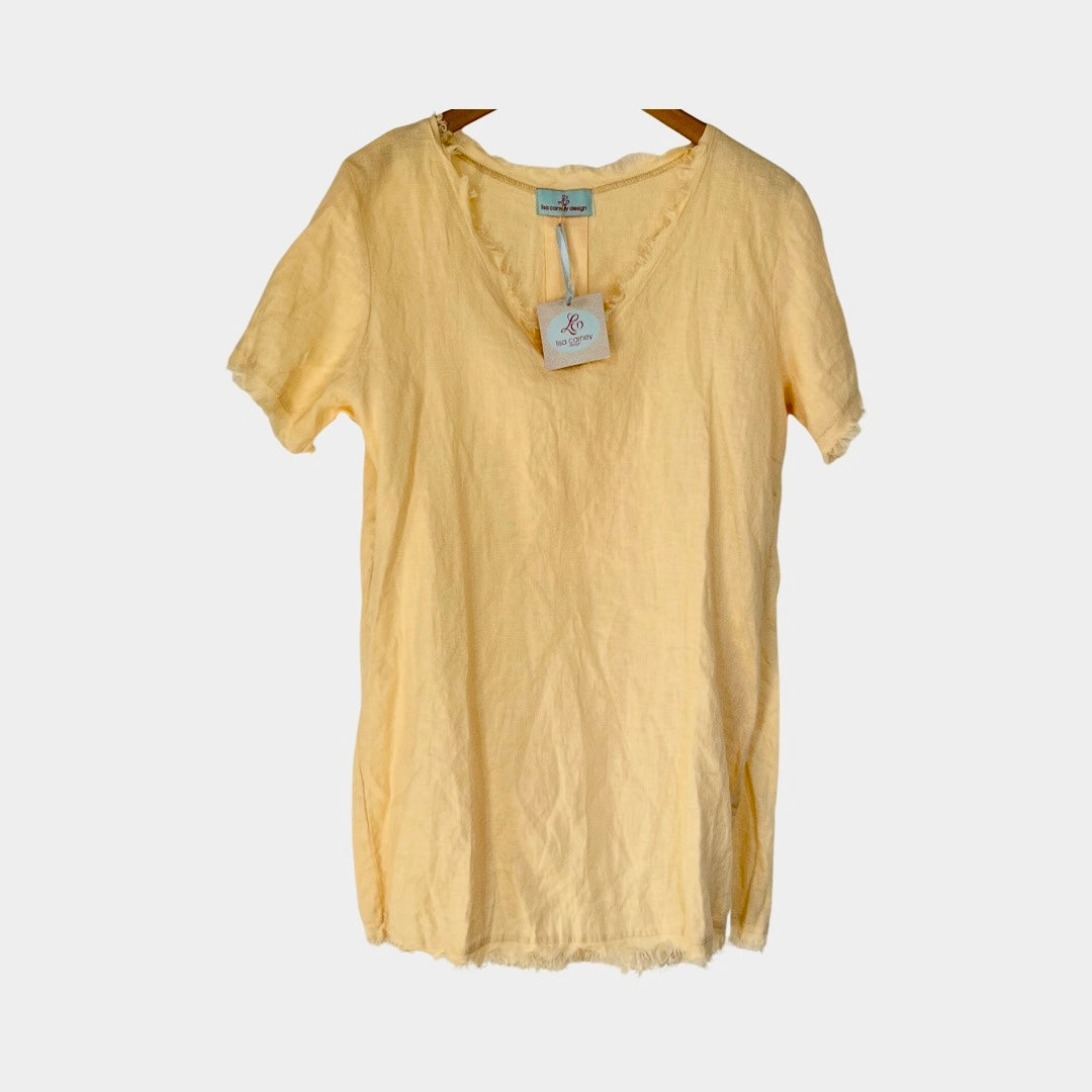 Short Raw Edged Linen Dress