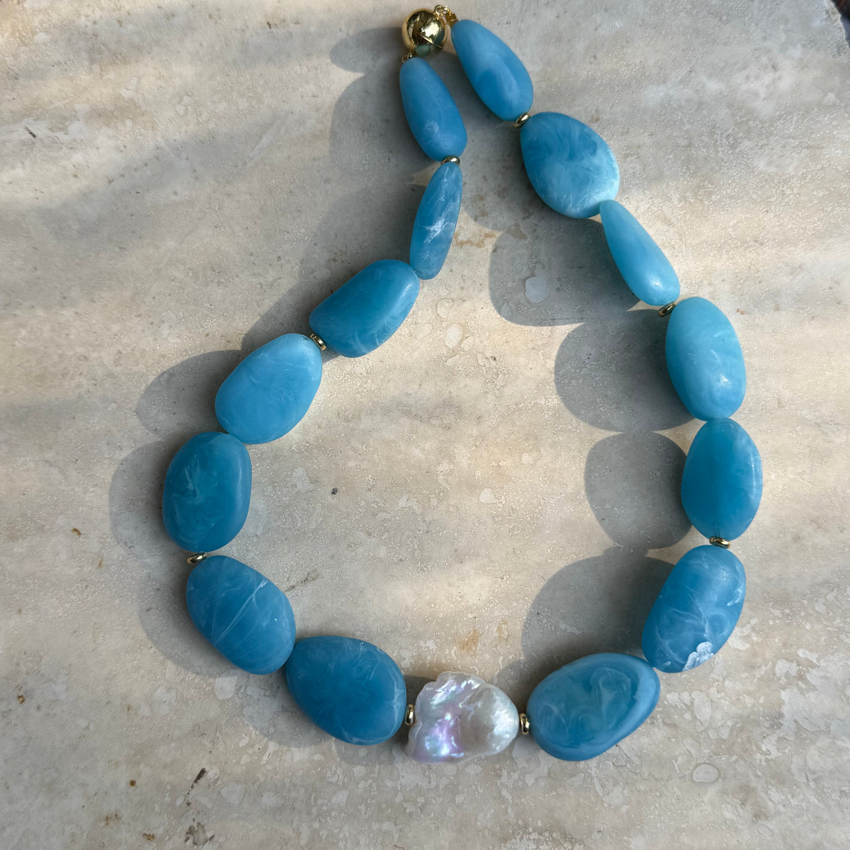 Sirena Necklace- blue, aqua, white