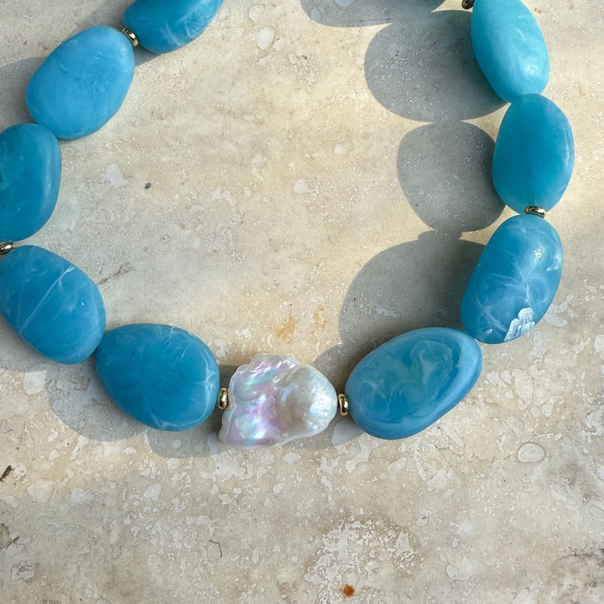 Sirena Necklace- blue, aqua, white